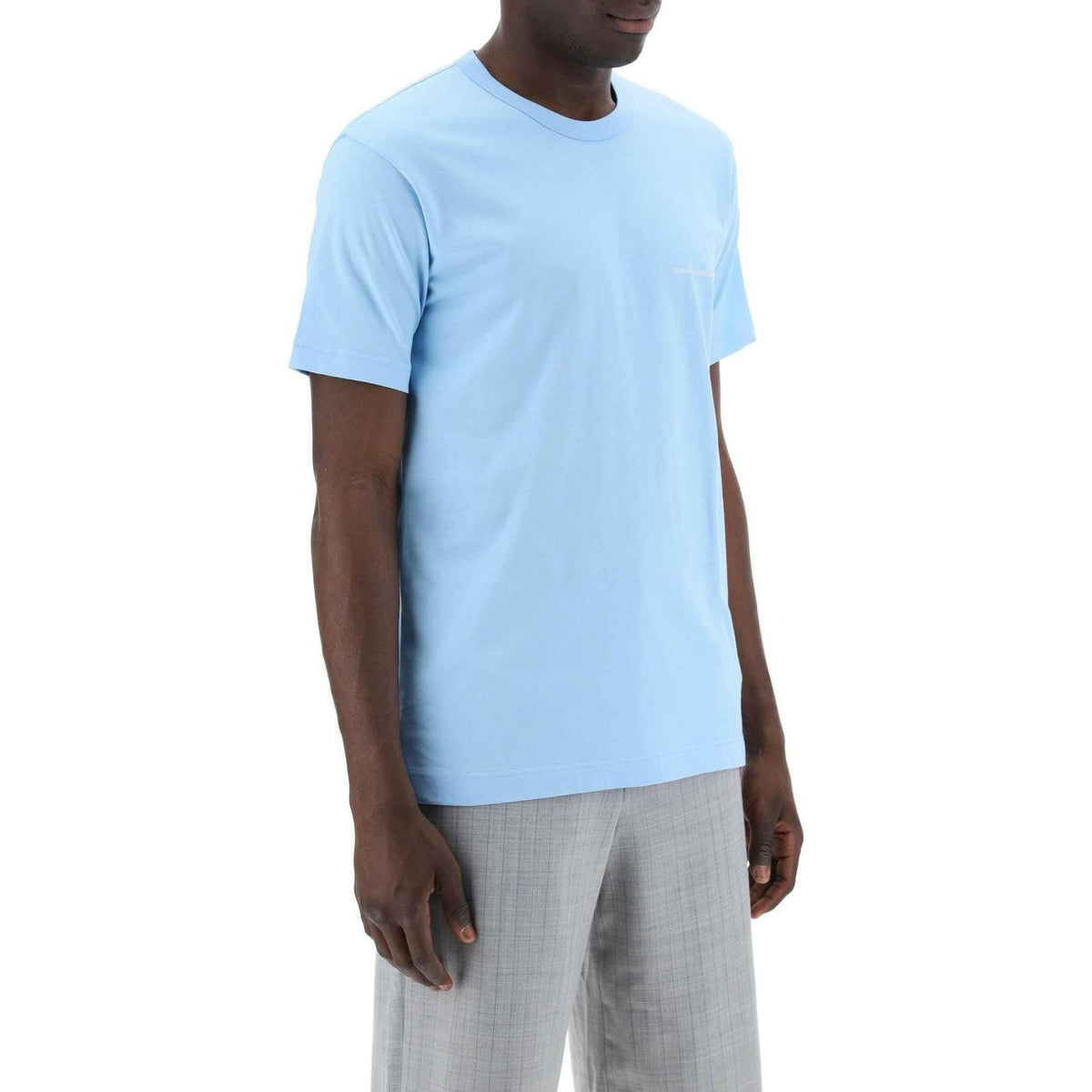 COMME DES GARCONS SHIRT - Blue Logo Print Cotton T-Shirt - JOHN JULIA