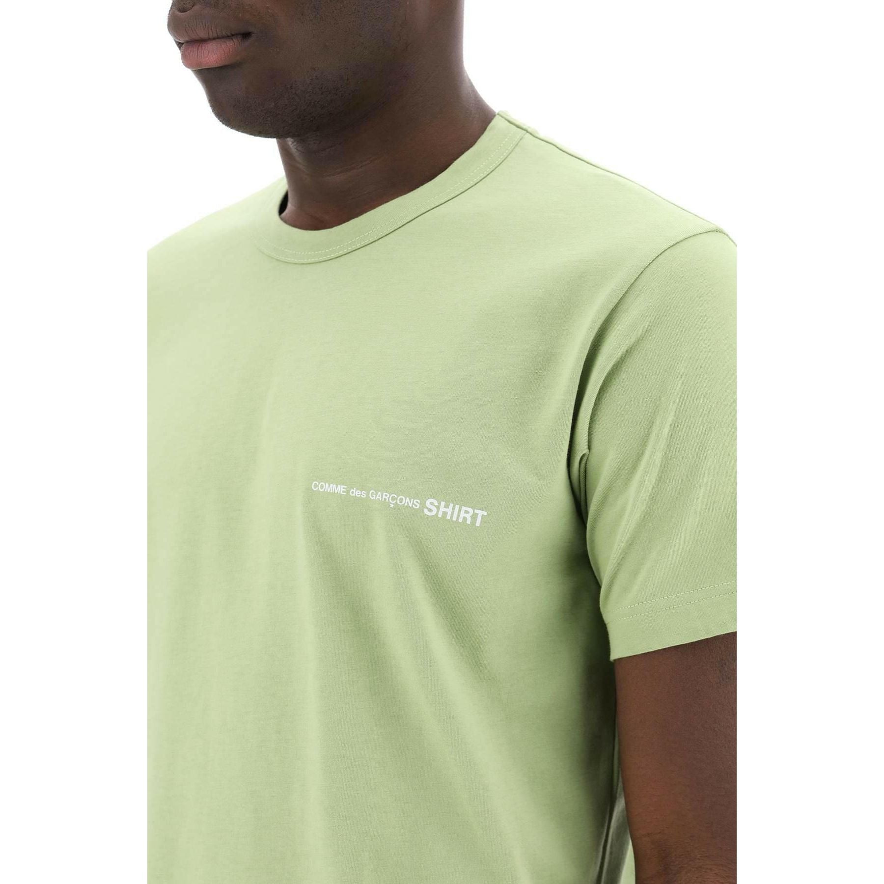 Green Logo Print Cotton T-Shirt COMME DES GARCONS SHIRT JOHN JULIA.