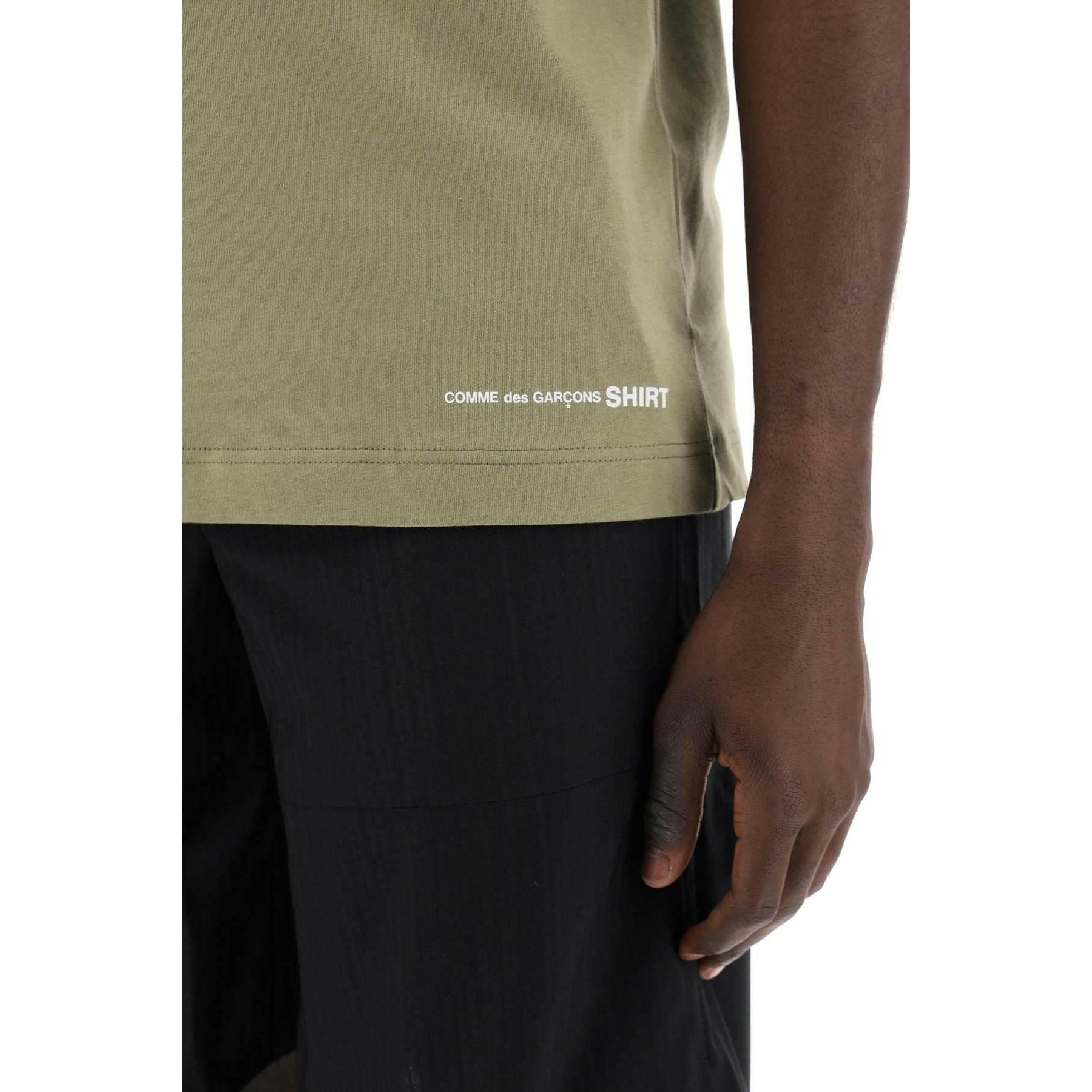 Khaki Logo Print Cotton T-Shirt COMME DES GARCONS SHIRT JOHN JULIA.