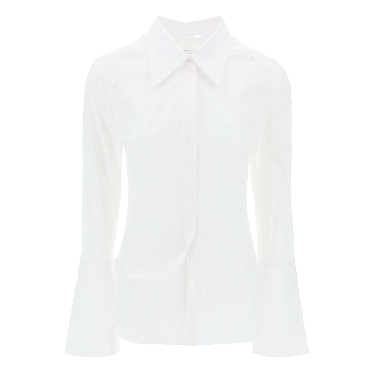 COURREGES - Heritage White Modular Cotton Poplin Shirt - JOHN JULIA
