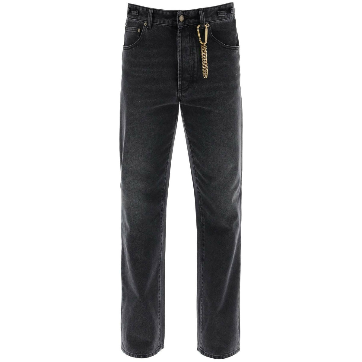 DARKPARK - Used Black Washed Cotton Denim Mark Jeans With Carabiner - JOHN JULIA
