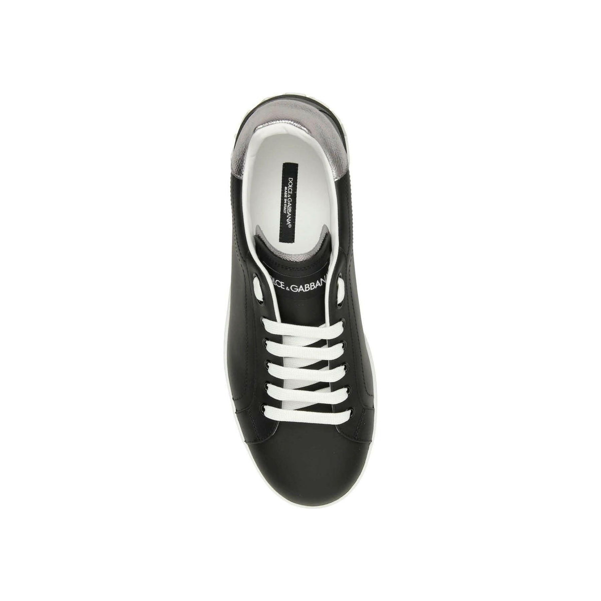 Black Argento Portofino Leather Sneakers DOLCE & GABBANA JOHN JULIA.