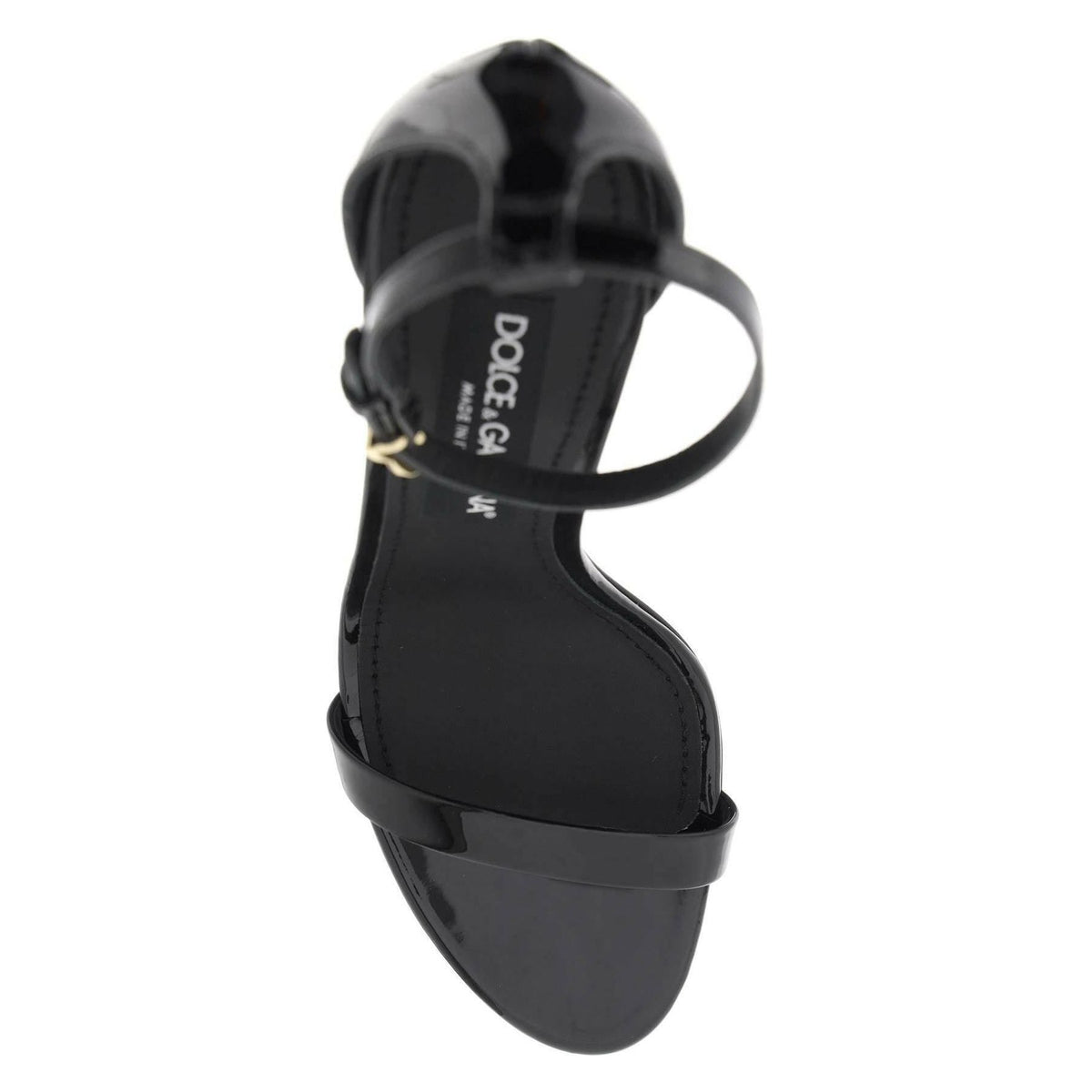 DOLCE & GABBANA - Black Keira Patent Leather Sandals - JOHN JULIA