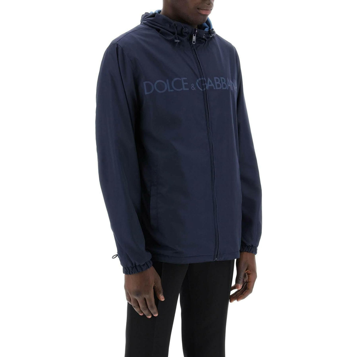 DOLCE & GABBANA - Blue Reversible Technical Fabric Windbreaker Jacket - JOHN JULIA