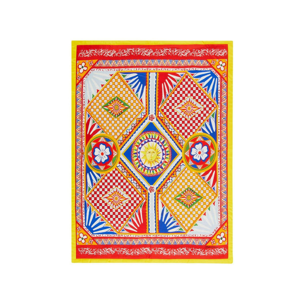 DOLCE & GABBANA - Red and Yellow Multicolor Silk Quilt Throw Blanket - JOHN JULIA