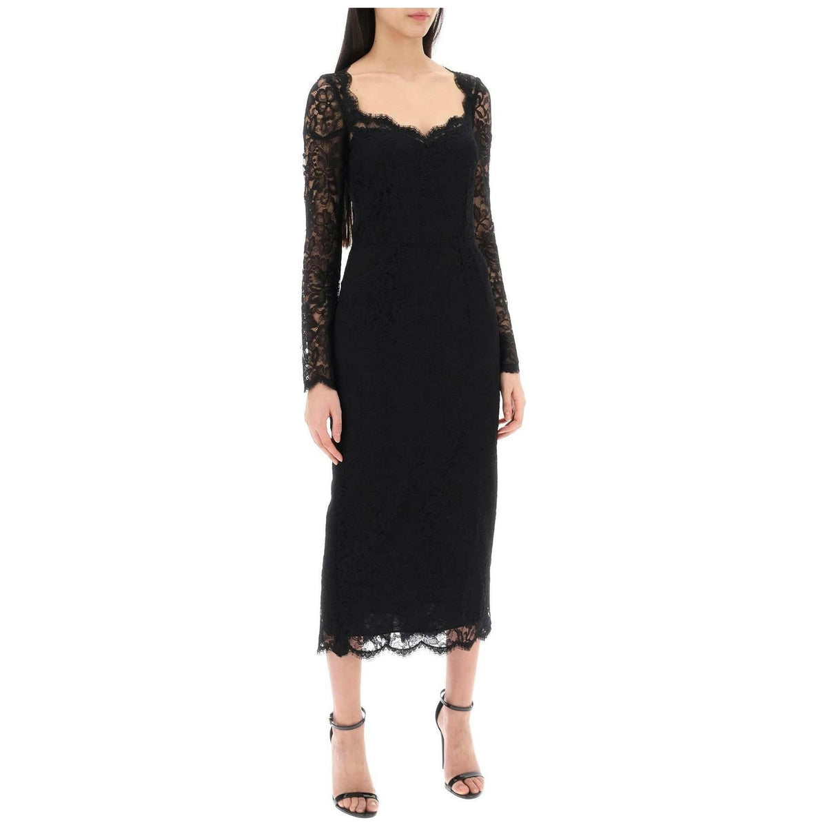 DOLCE & GABBANA - Sicily Collection Black Floral Lace Midi Dress - JOHN JULIA