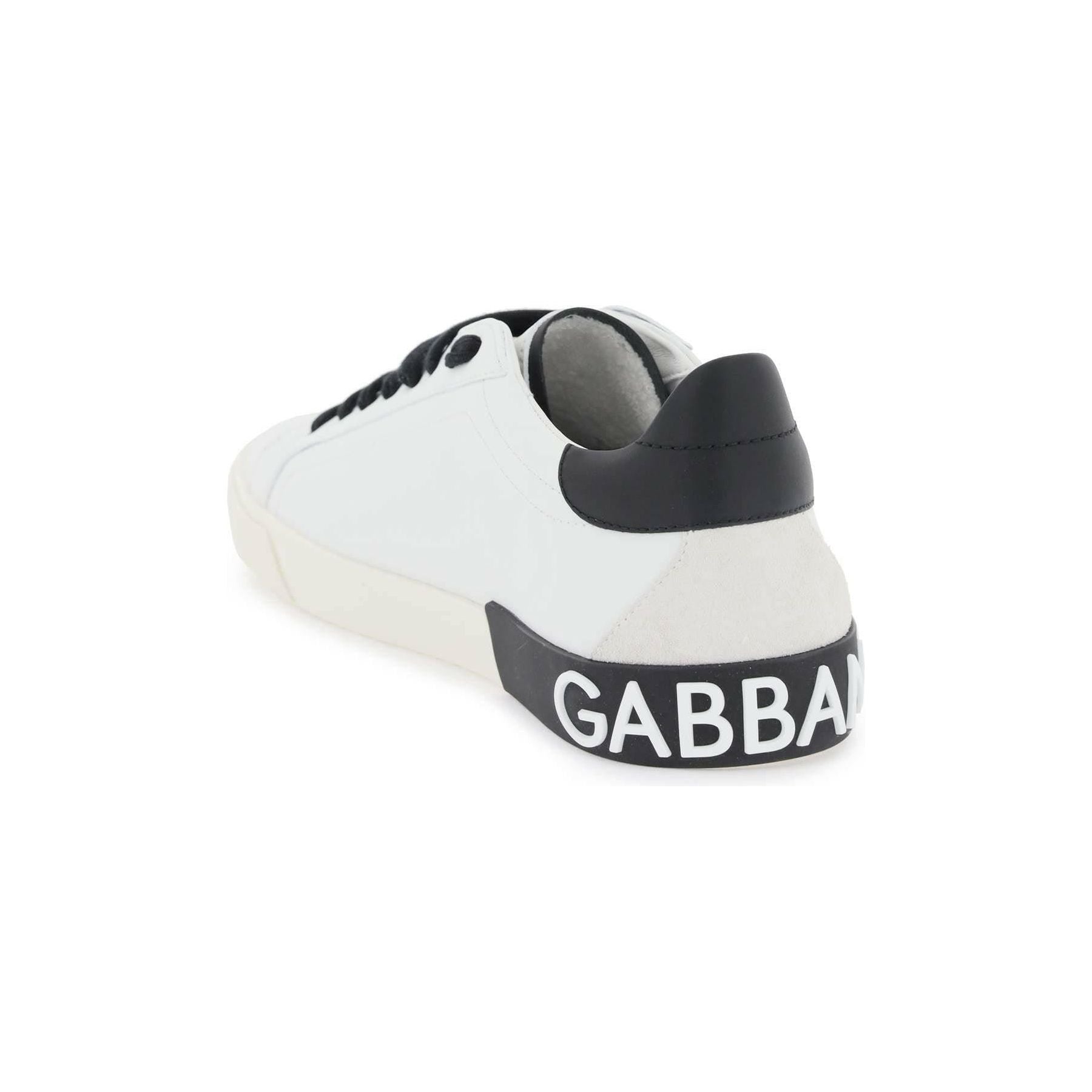 White and Black Portofino Calfskin Vintage Sneakers DOLCE & GABBANA JOHN JULIA.