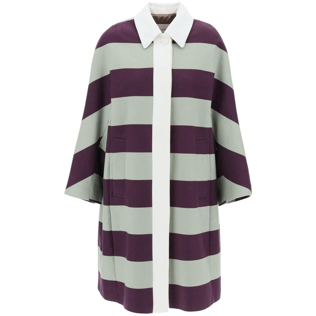 DRIES VAN NOTEN - Auber Oversized Striped Cotton Kimono Coat with Contrast Collar - JOHN JULIA