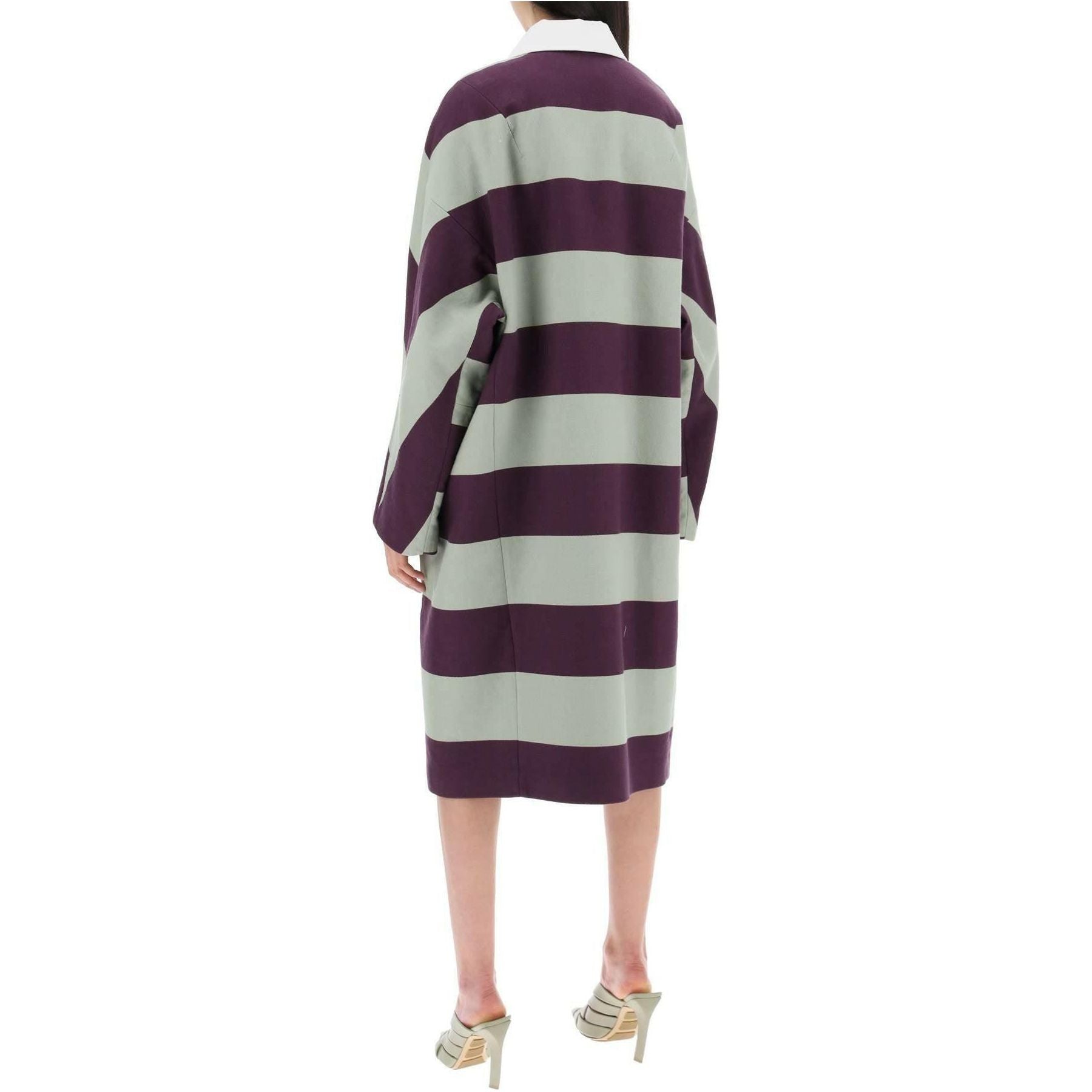 Auber Oversized Striped Cotton Kimono Coat with Contrast Collar DRIES VAN NOTEN JOHN JULIA.
