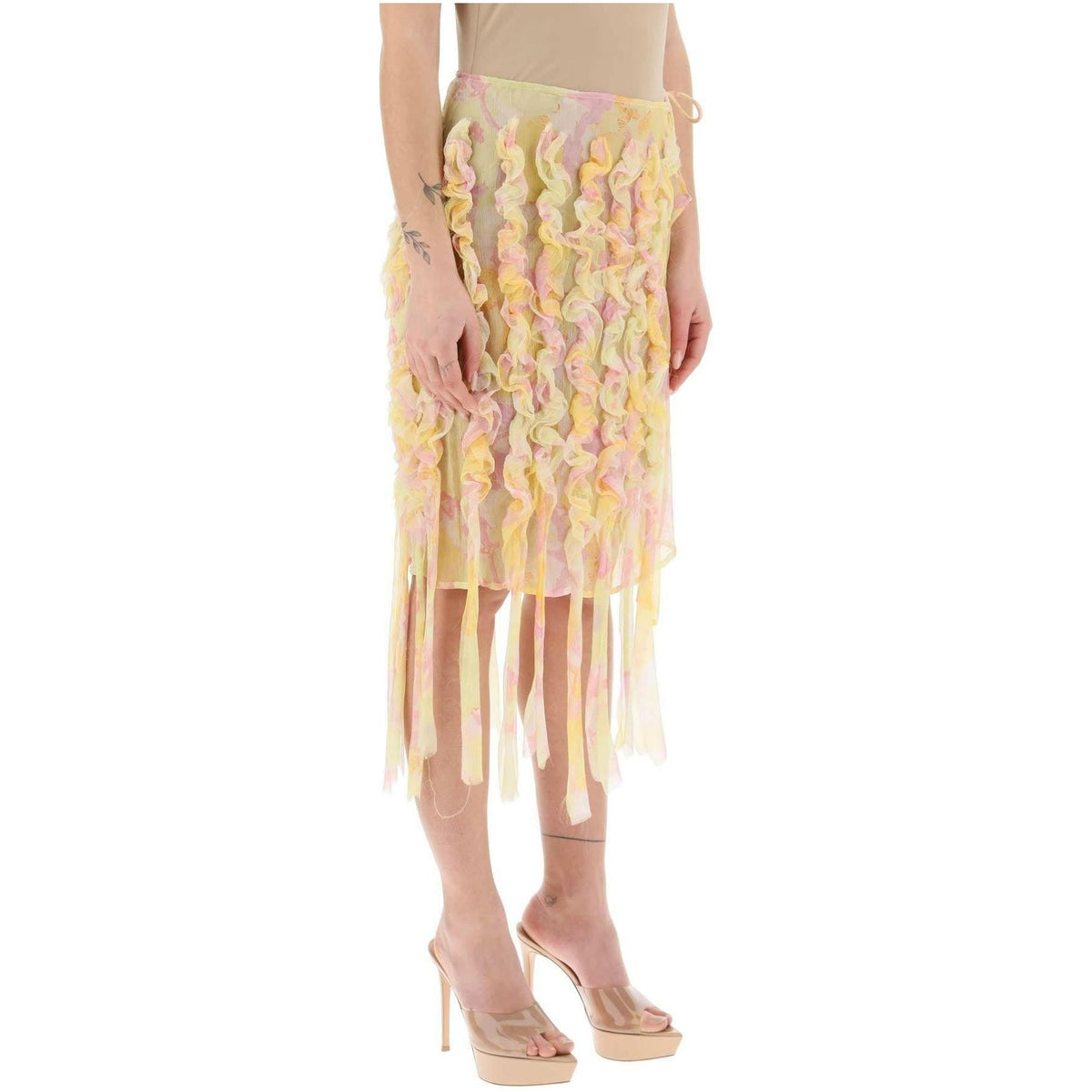 DRIES VAN NOTEN - Silk Chiffon Floral Wrap Skirt - JOHN JULIA