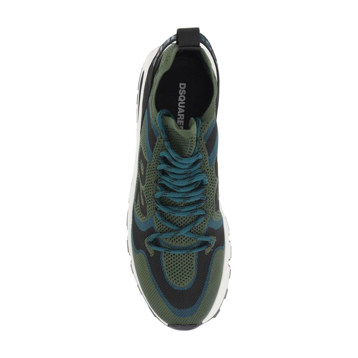DSQUARED2 - Military Teal Black Recycled Fabric Run Ds2 Sneakers - JOHN JULIA