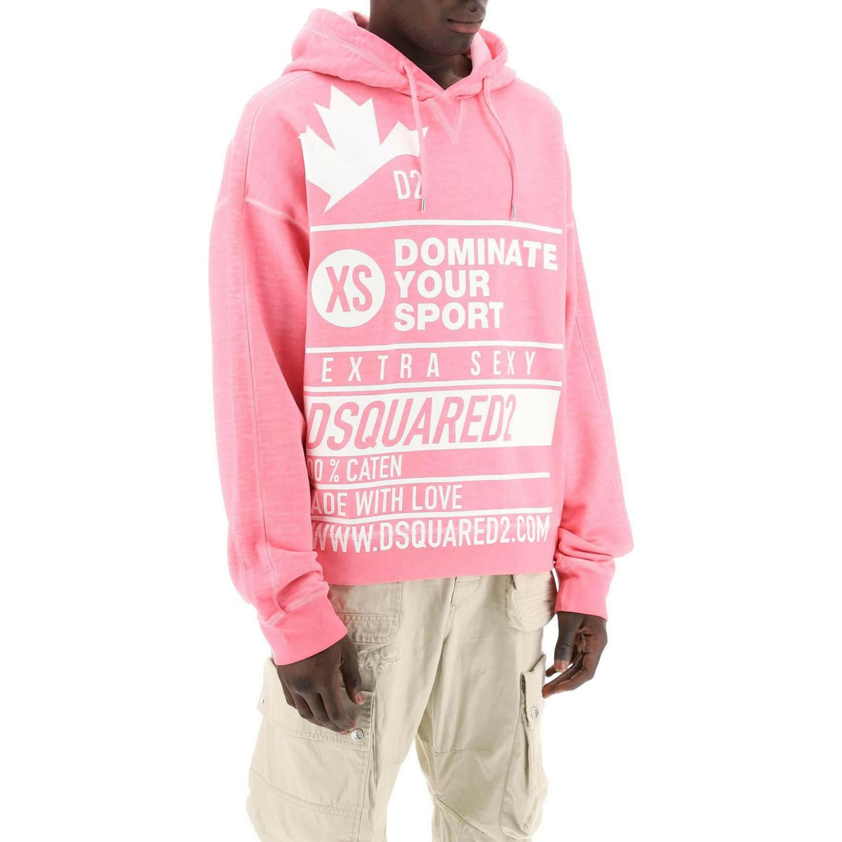 DSQUARED2 - Pink D2 Oversized Cotton Sweatshirt - JOHN JULIA