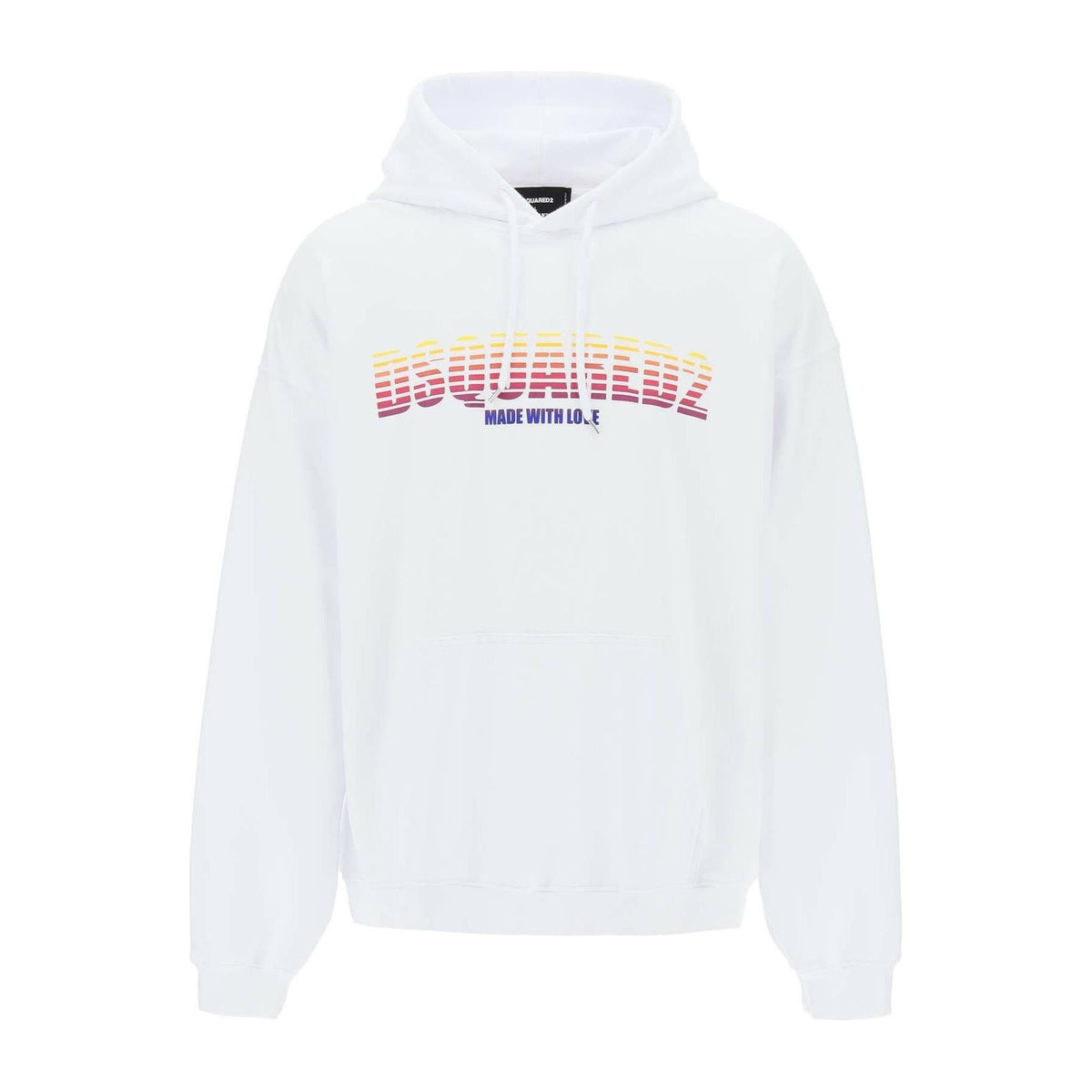 DSQUARED2 - White Loose-Fit Cotton Sweatshirt With Multicolored Graphic Lettering - JOHN JULIA