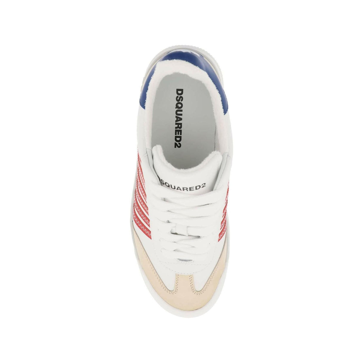 White Red Blue New Jersey Leather Sneakers DSQUARED2 JOHN JULIA.