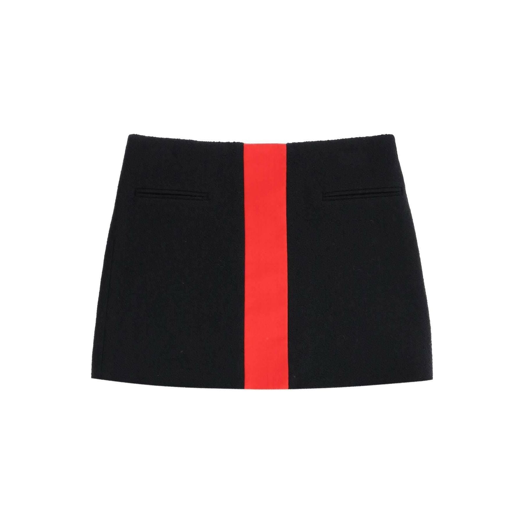 Black and Red Center Silk Stripe Tweed Mini Skirt FERRAGAMO JOHN JULIA.