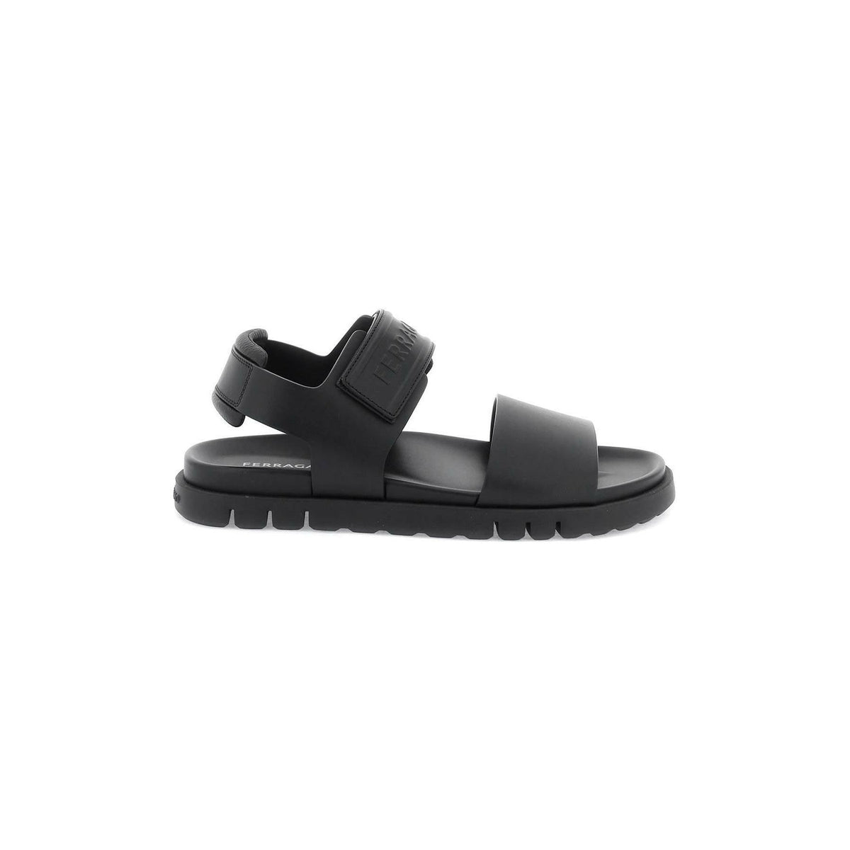 FERRAGAMO - Black Double Strap Sports-Inspired Sandals - JOHN JULIA