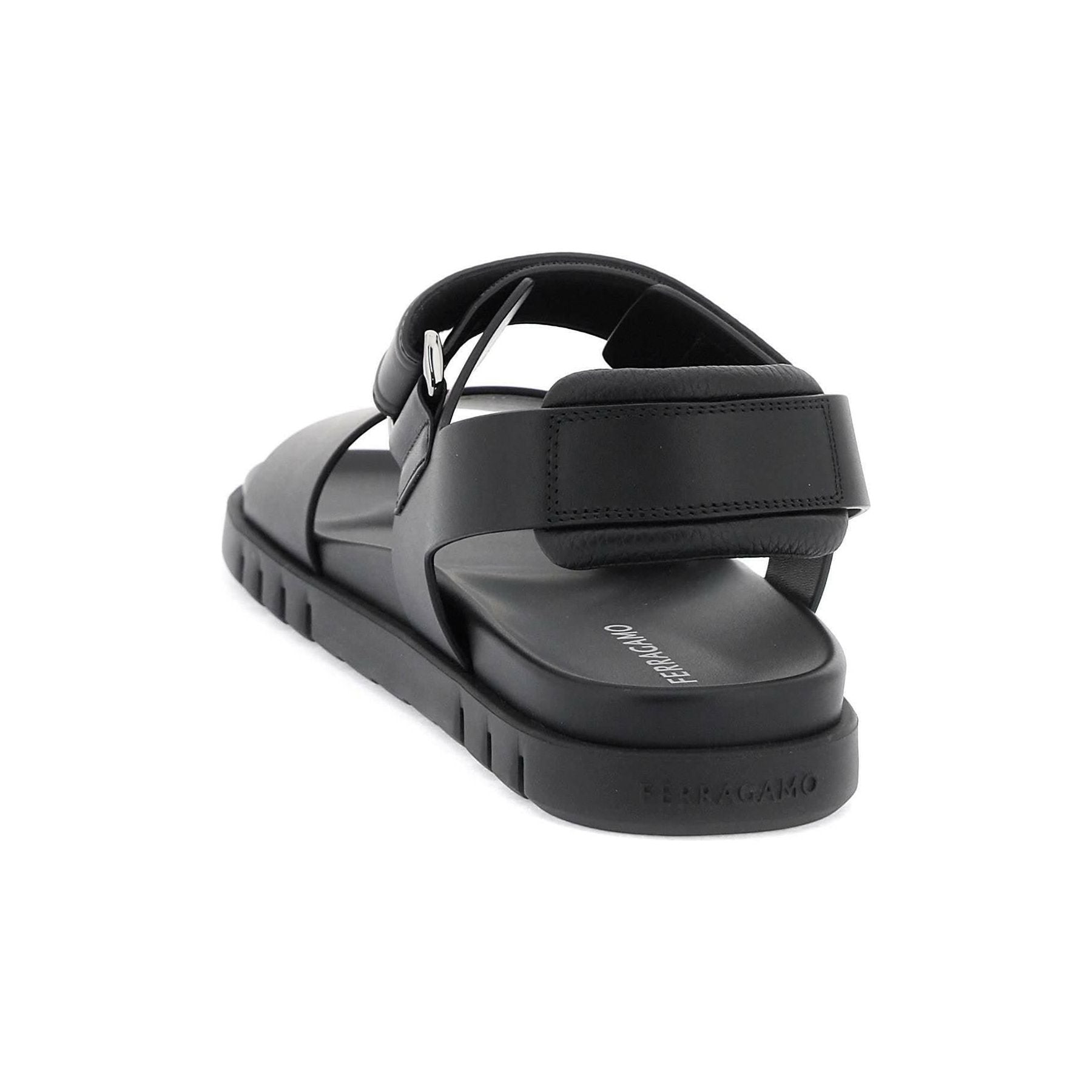 Black Double Strap Sports-Inspired Sandals FERRAGAMO JOHN JULIA.