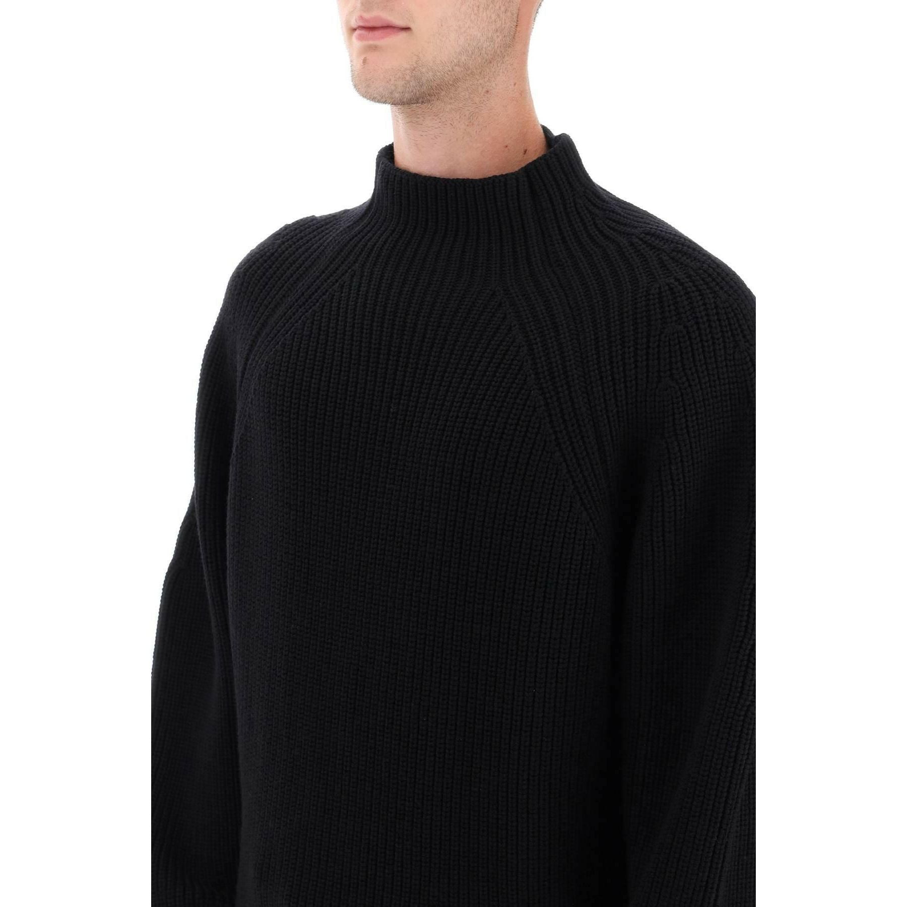 Black Ribbed Wool High Neck  Sweater FERRAGAMO JOHN JULIA.