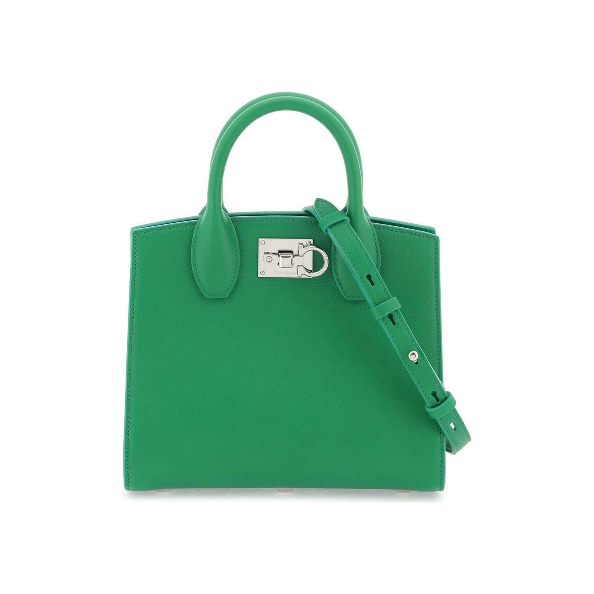 FERRAGAMO - Bright Green Studio Box (S) Calfskin Handbag - JOHN JULIA
