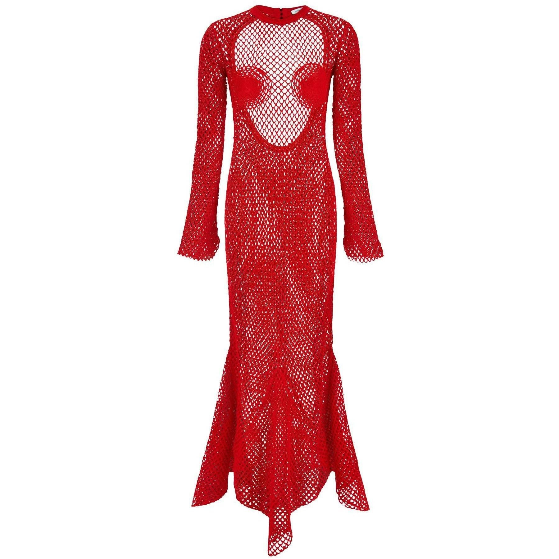 Red Net Long Dress FERRAGAMO JOHN JULIA.