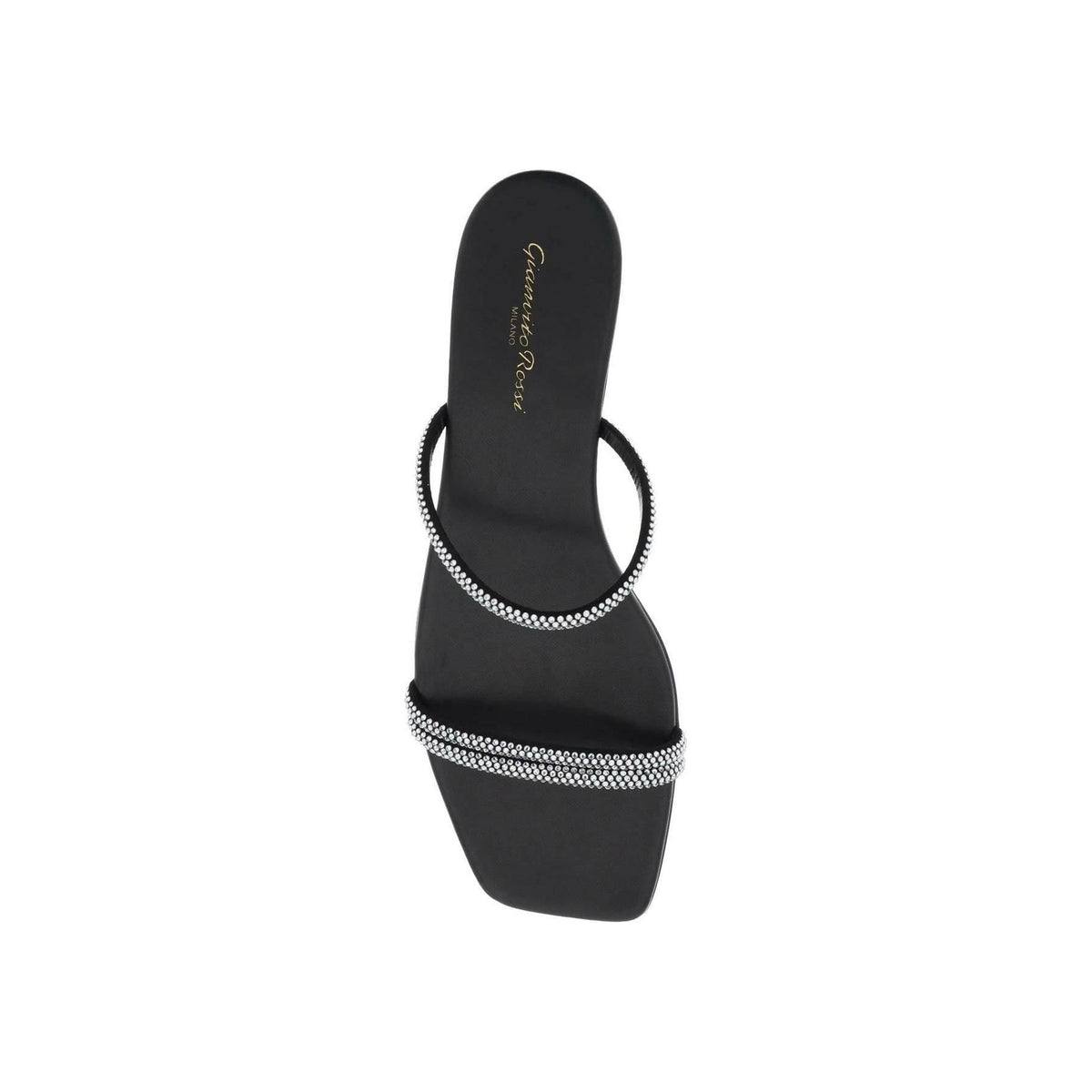 GIANVITO ROSSI - Black Crystal Cannes Leather Flat Sandals - JOHN JULIA
