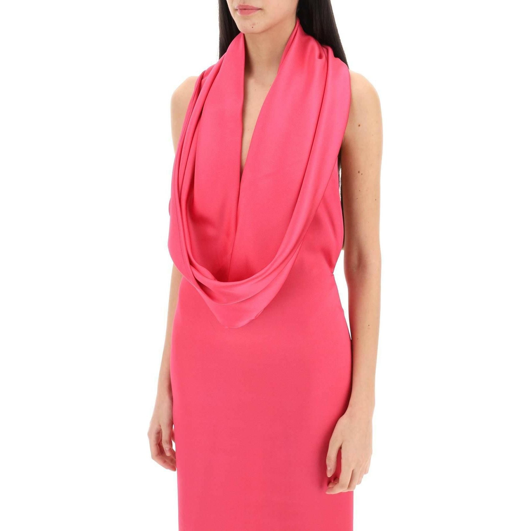 Pink Hooded Satin Gown GIUSEPPE DI MORABITO JOHN JULIA.