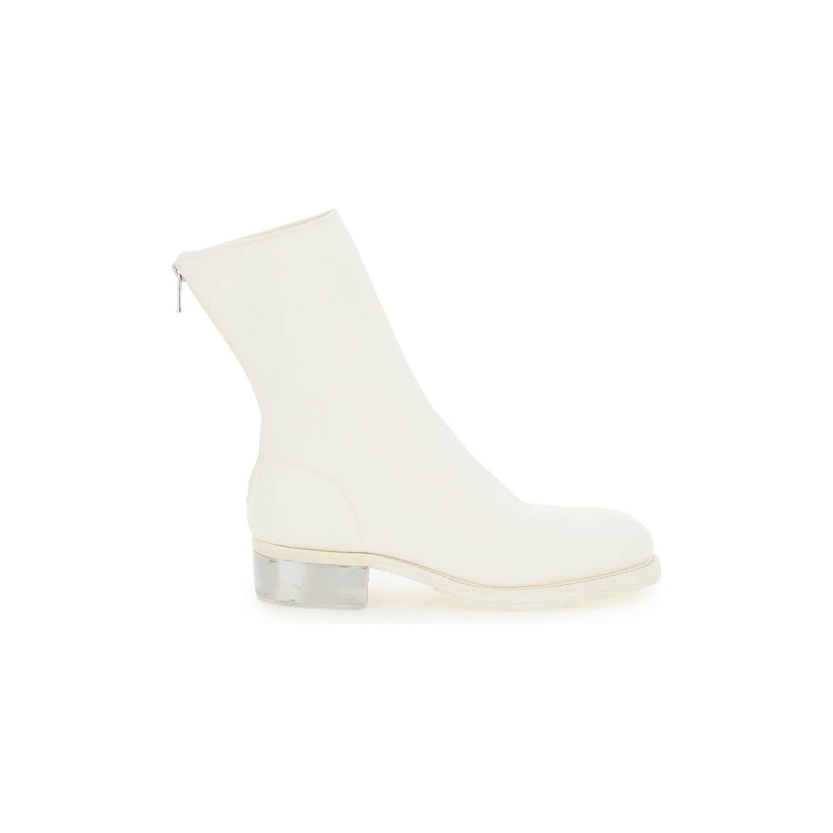 GUIDI - White Leather Ankle Boots - JOHN JULIA