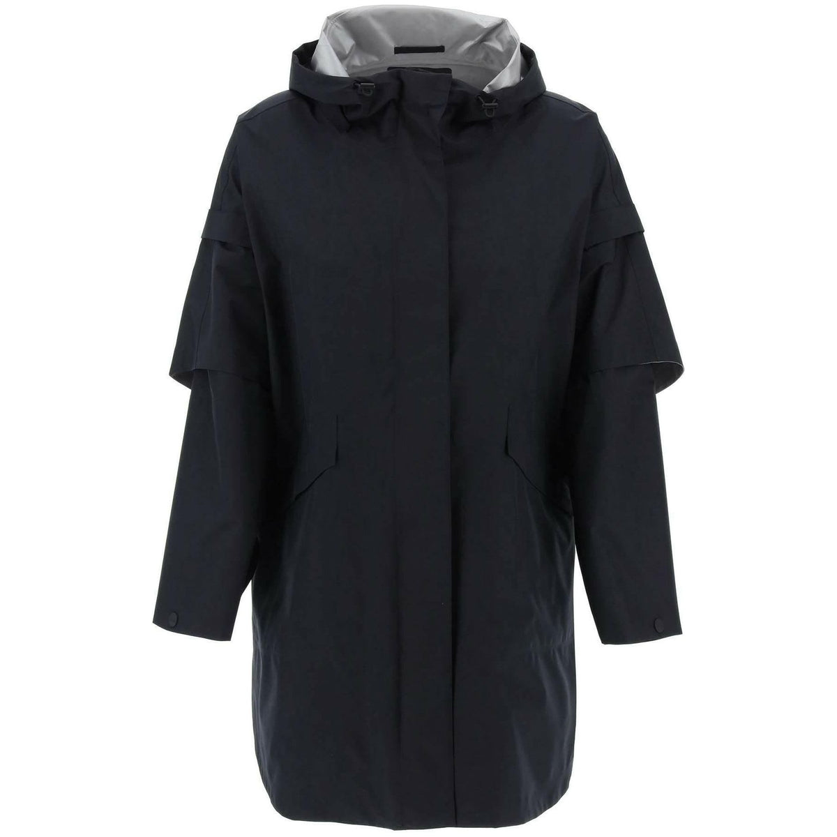 HERNO LAMINAR - Black GORE-TEx Cape With Removable Sleeves - JOHN JULIA