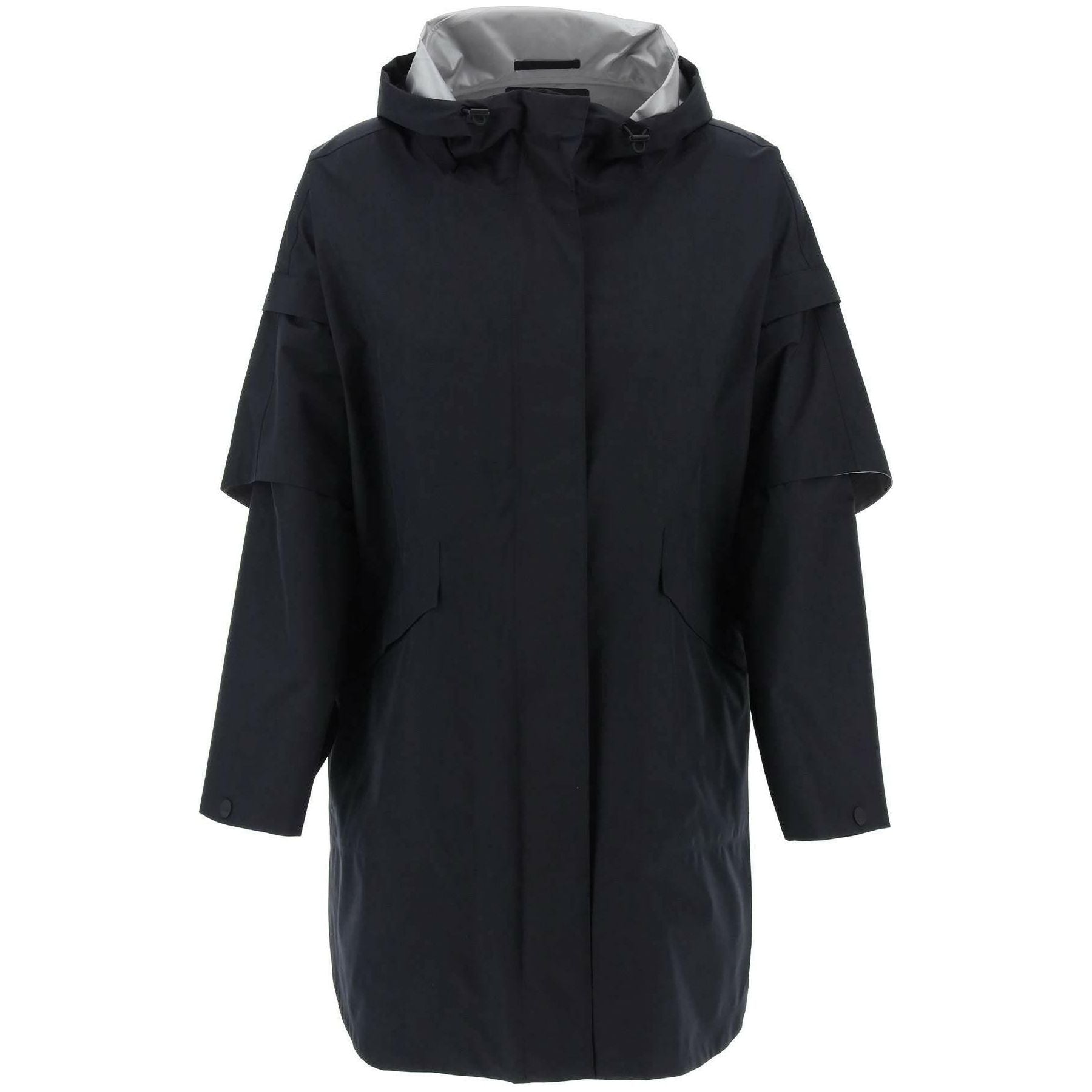 Black GORE-TEx Cape With Removable Sleeves HERNO LAMINAR JOHN JULIA.
