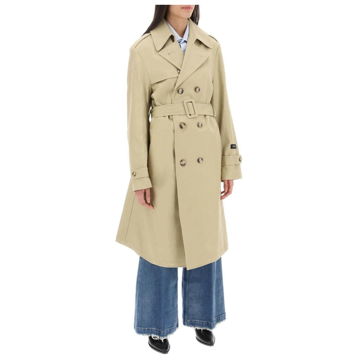 HOMME GIRLS - Cotton Double-Breasted Trench Coat - JOHN JULIA