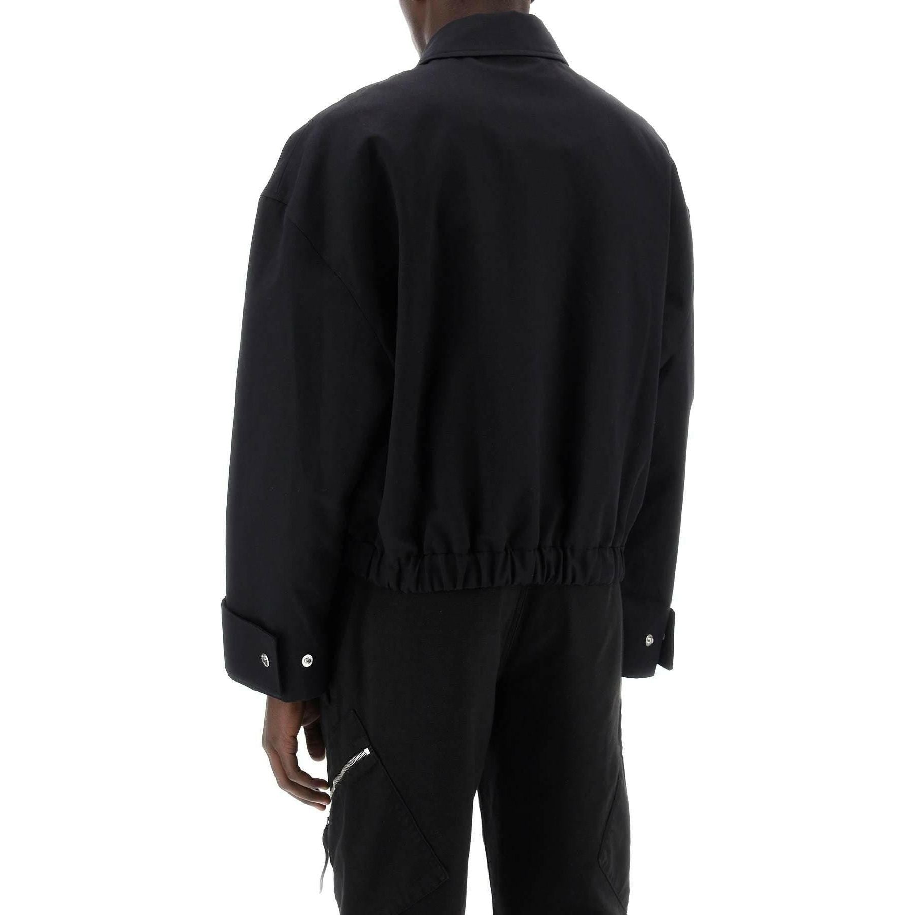 Black Cotton Linen Gabardine Bomber Jacket With Flap Pocket JACQUEMUS JOHN JULIA.