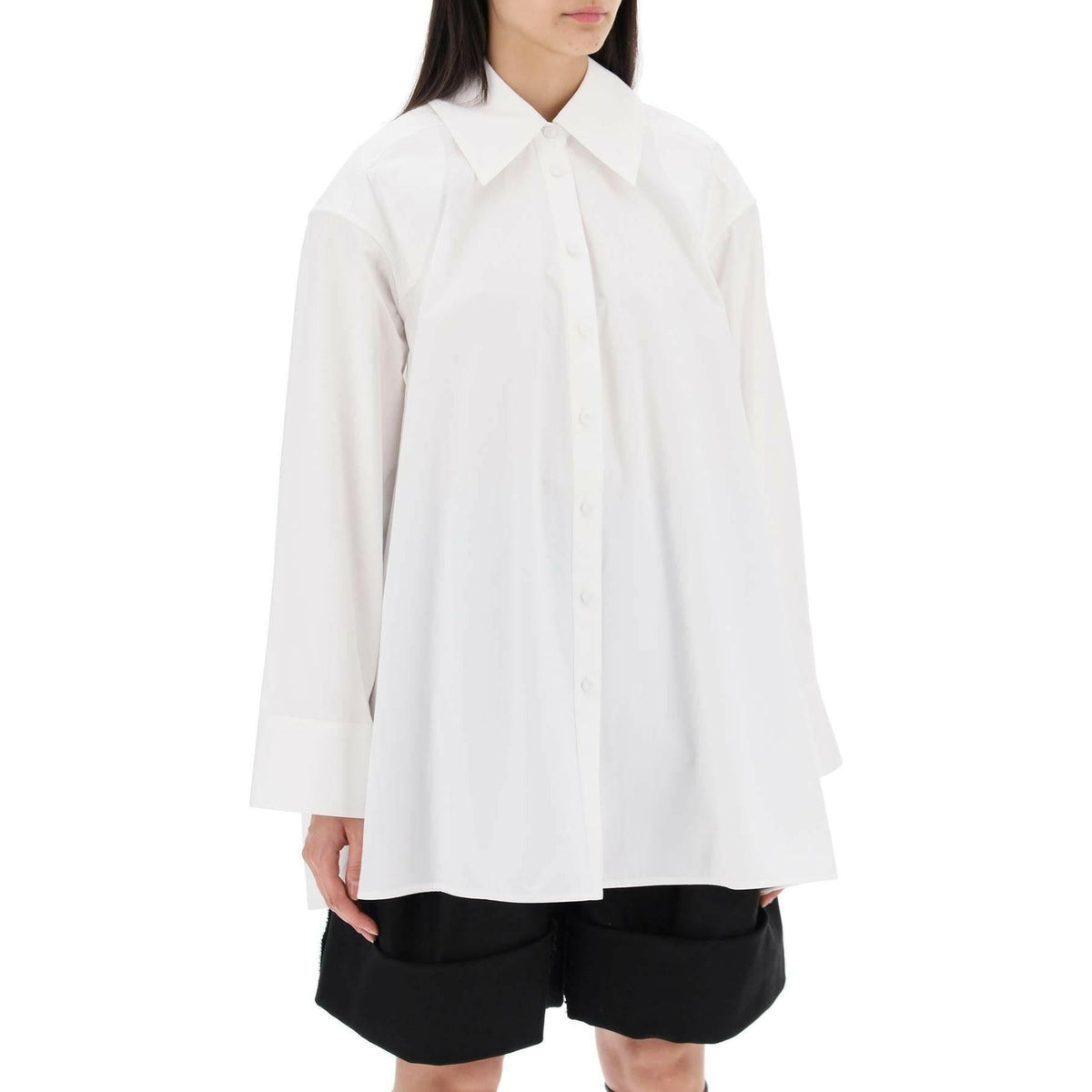 JIL SANDER - Optic White Oversized Cotton Shirt - JOHN JULIA