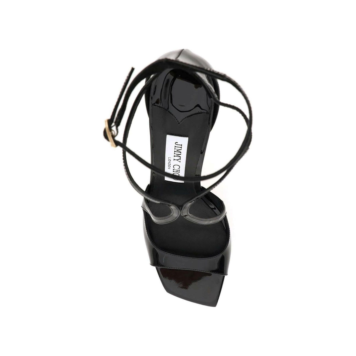 JIMMY CHOO - Black 'Azia 95' Patent Leather Sandals - JOHN JULIA