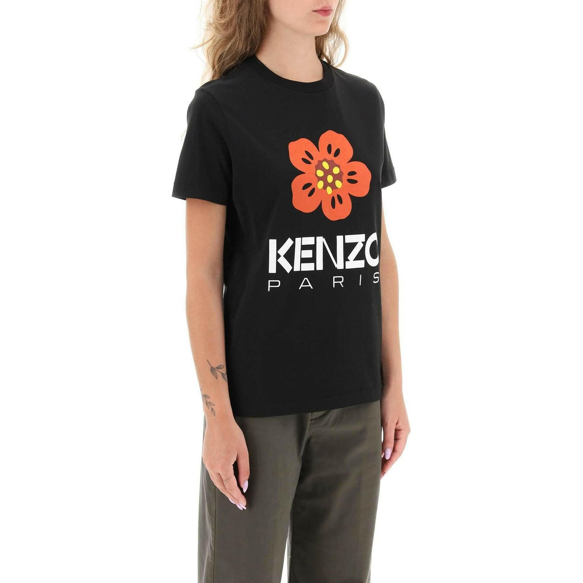 Black Boke Flower Printed Cotton T-Shirt KENZO JOHN JULIA.
