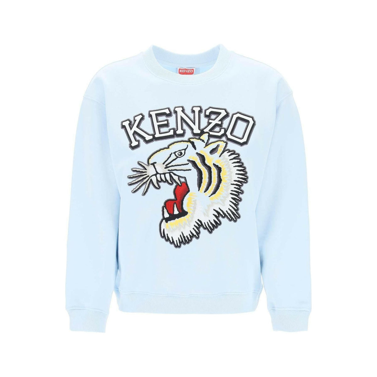 KENZO - Blue Tiger Varsity Cotton Crew Neck Sweatshirt - JOHN JULIA