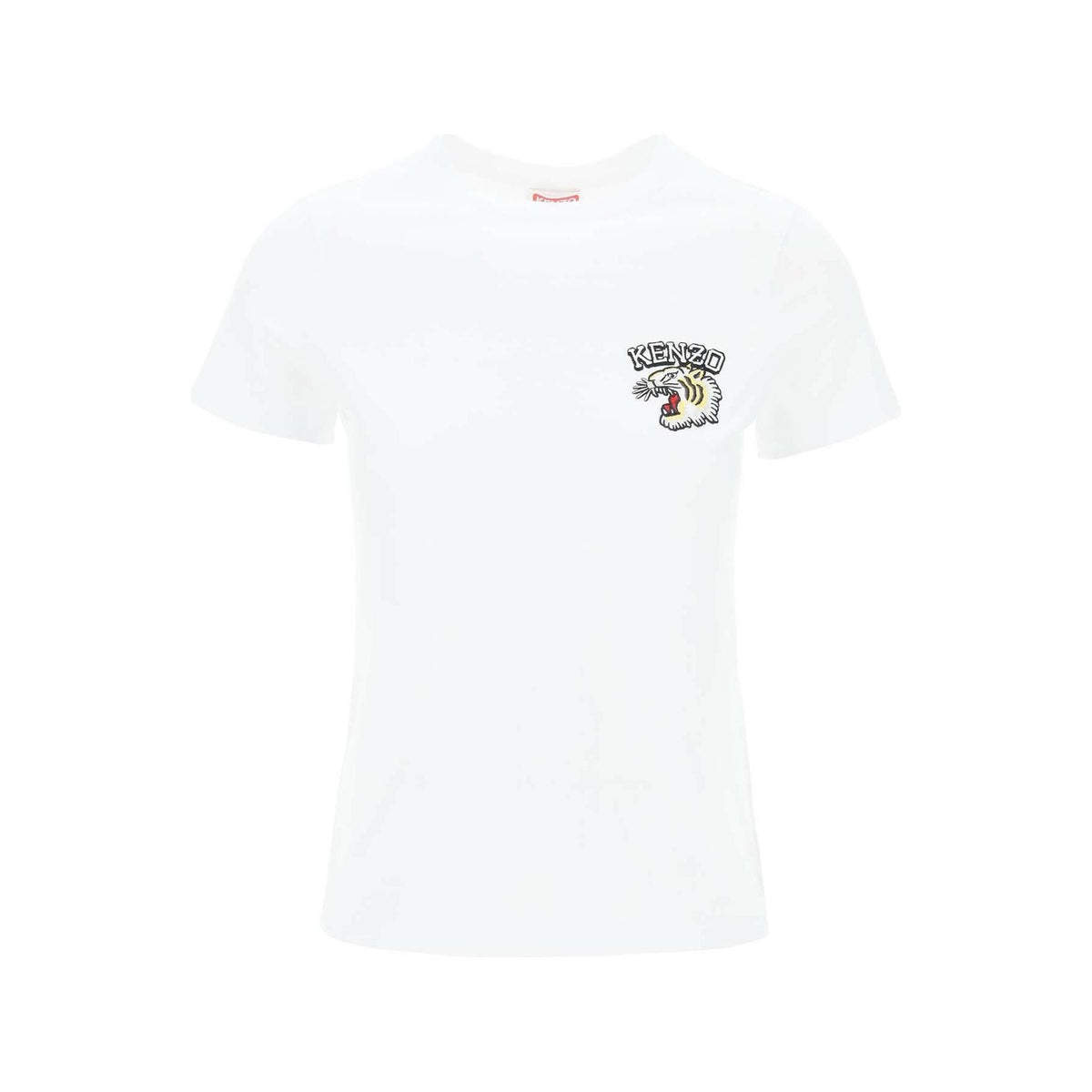 KENZO - White Embroidered Tiger Varsity Cotton T-Shirt - JOHN JULIA