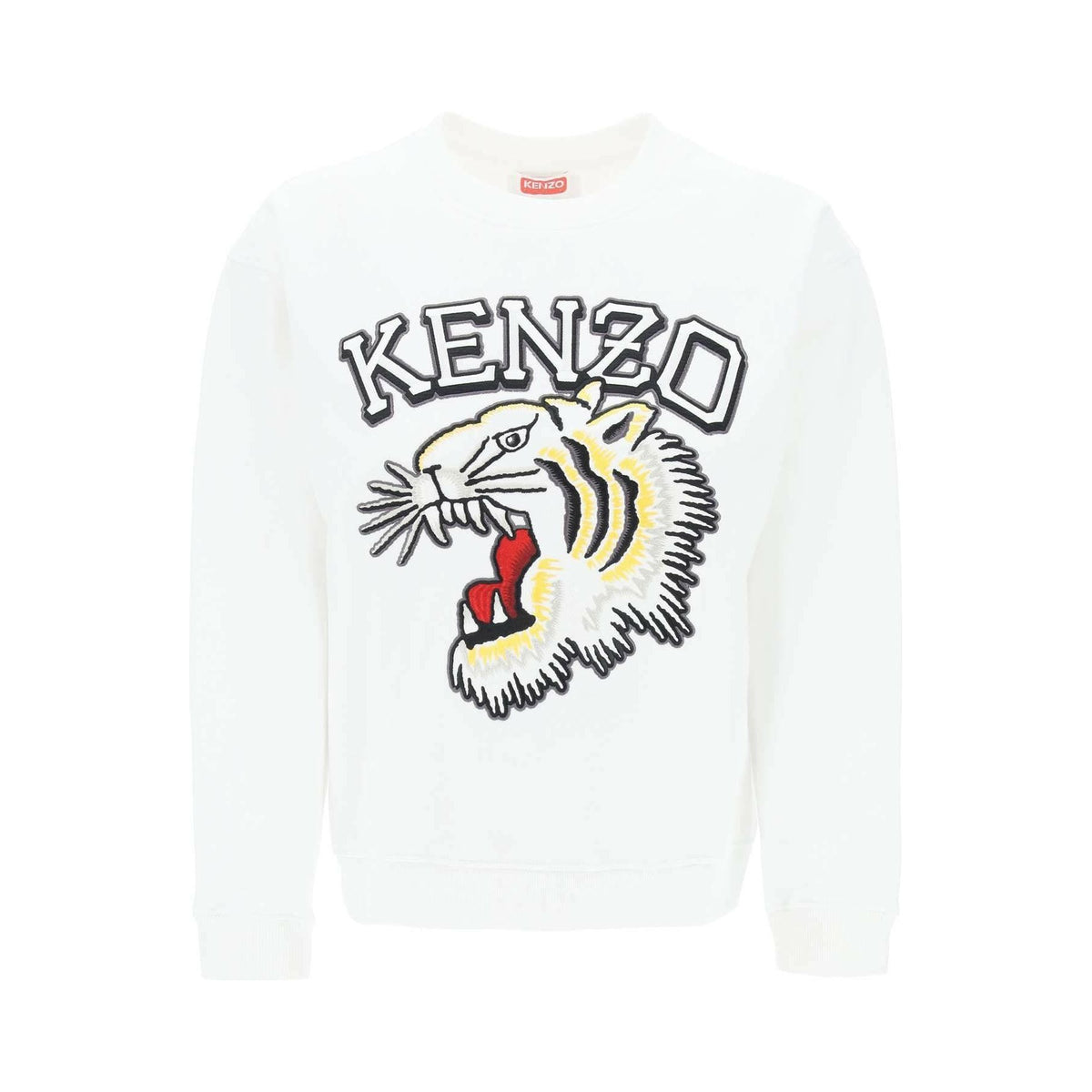 KENZO - White Tiger Varsity Cotton Crew Neck Sweatshirt - JOHN JULIA