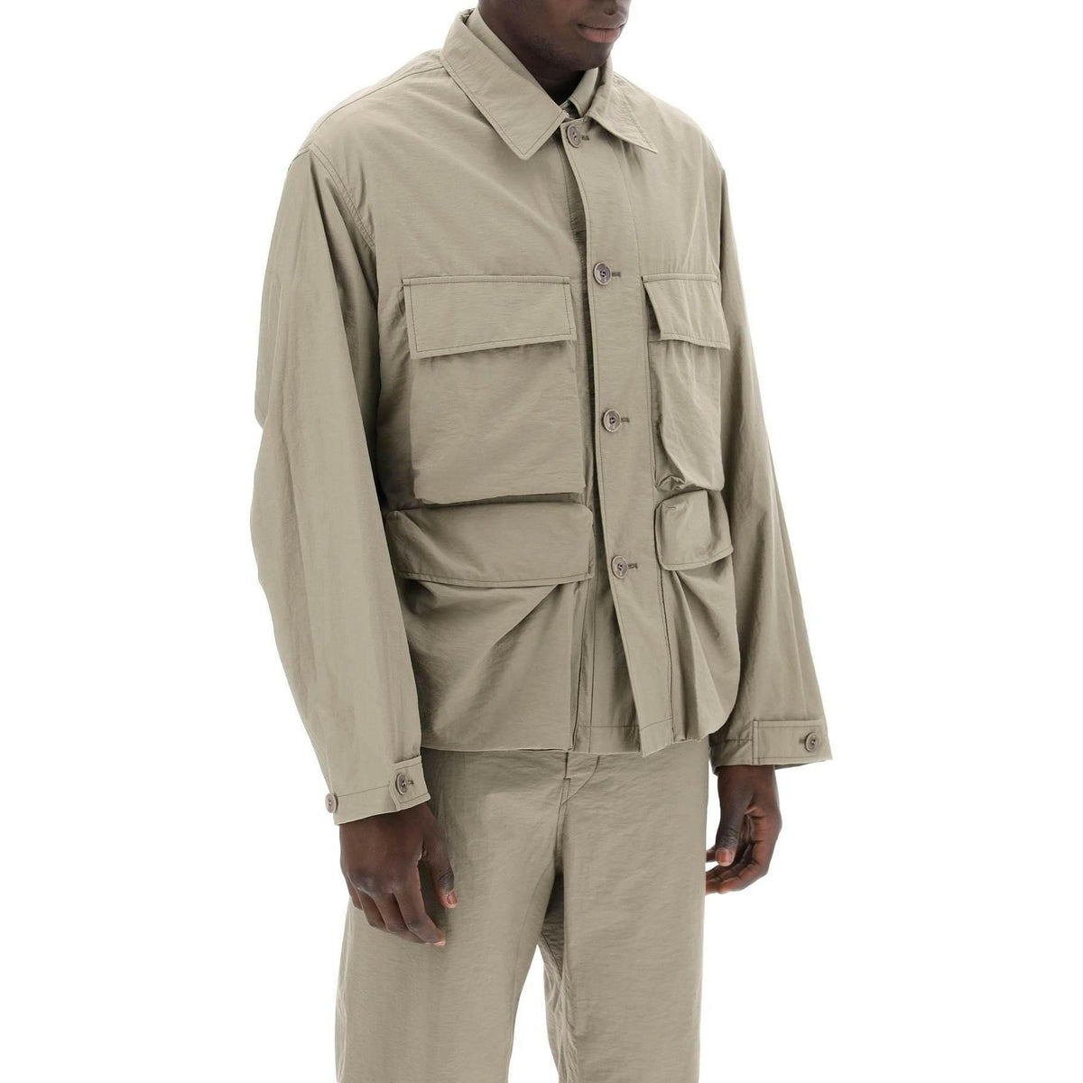 LEMAIRE - Dusty Khaki Light Field Jacket in Washed Technical Cotton - JOHN JULIA