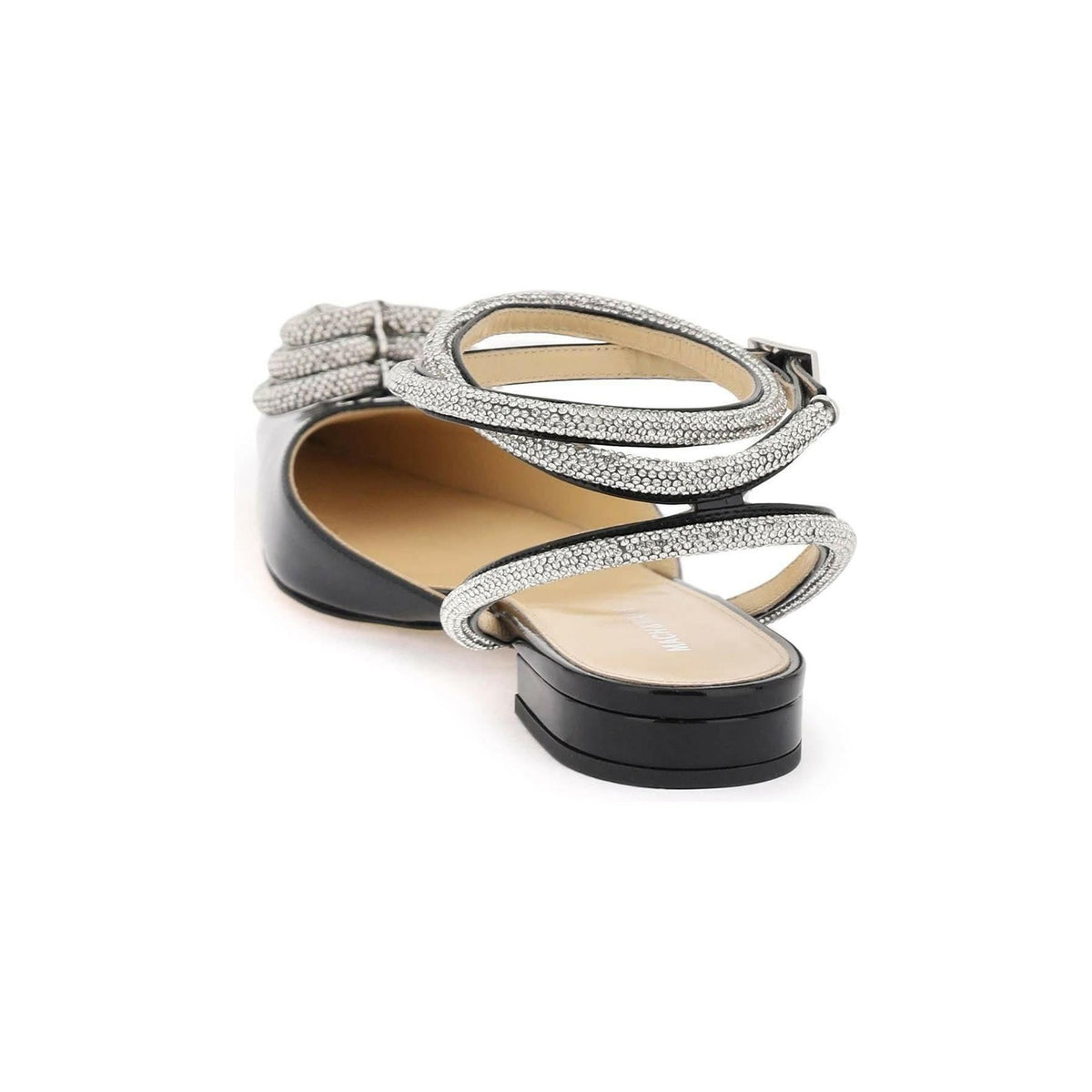 MACH & MACH - Black Triple Heart Crystal-Embellished Patent Leather Ballerina Shoes - JOHN JULIA