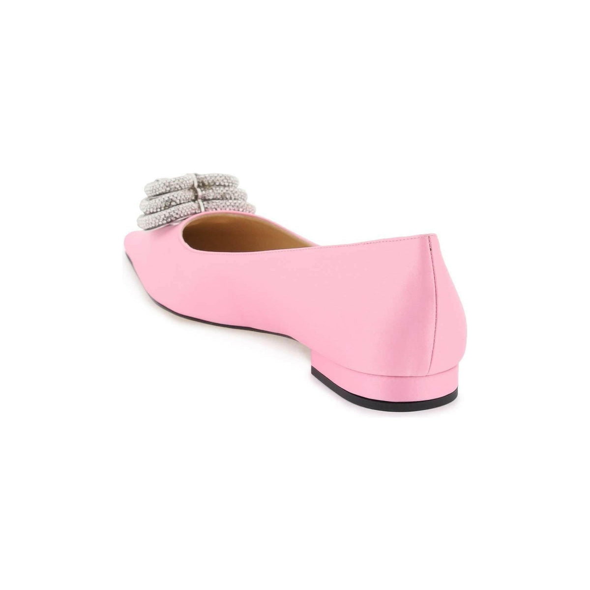 MACH & MACH - Pink Triple Heart Crystal-Embellished Silk Ballerina Shoes - JOHN JULIA
