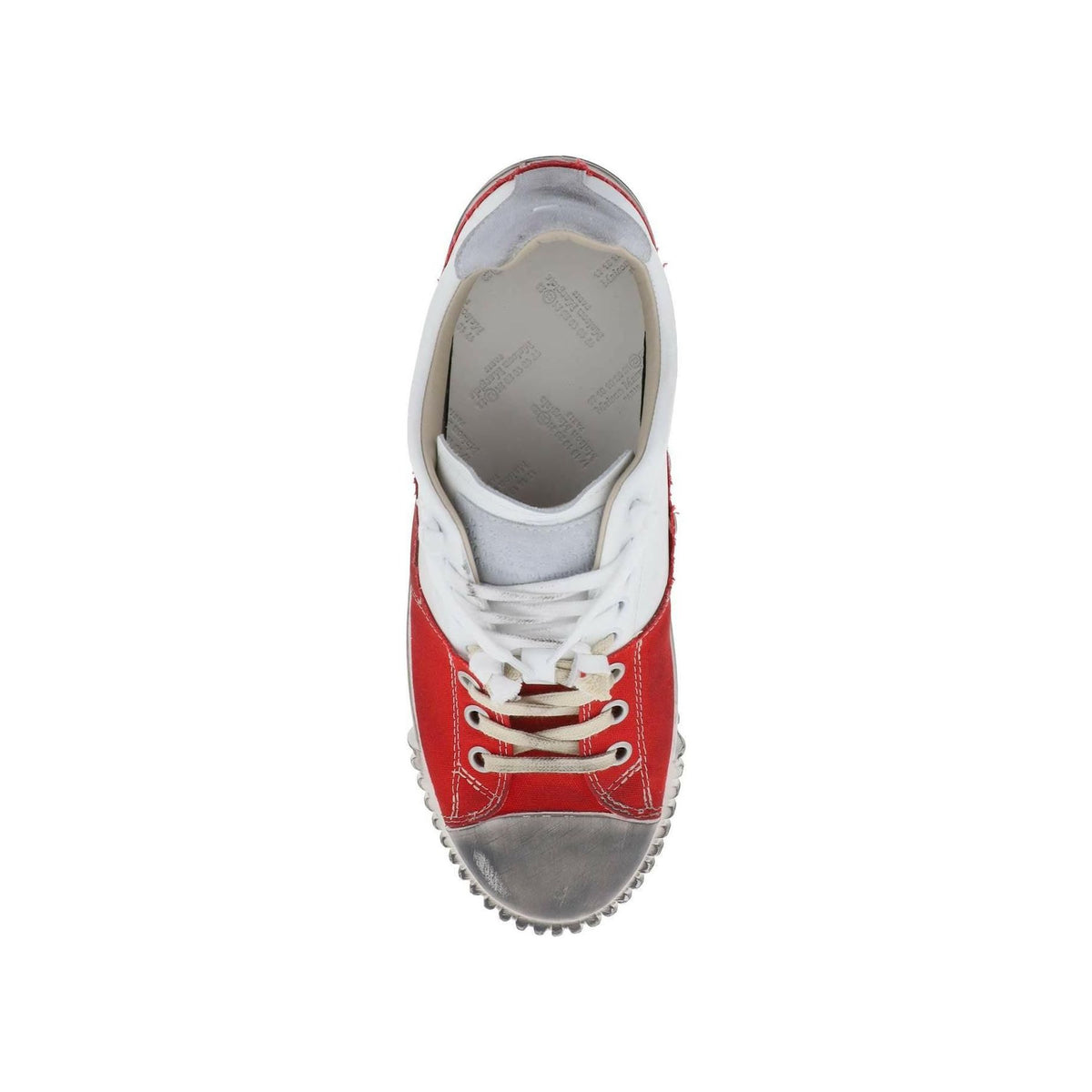 MAISON MARGIELA - White and Red New Evolution Leather and Canvas Sneakers - JOHN JULIA