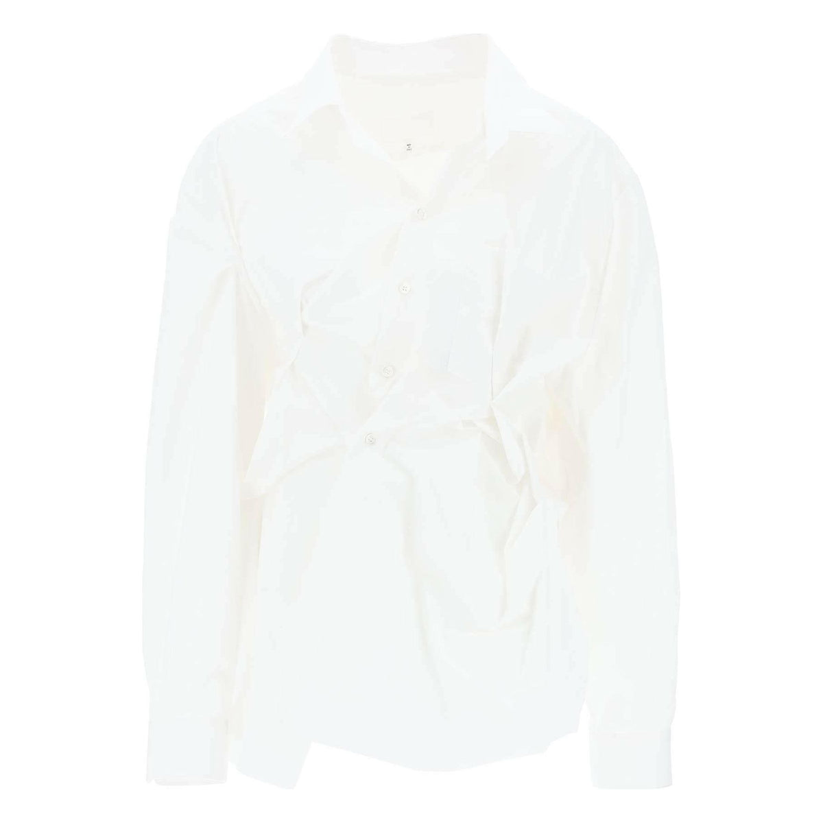 MAISON MARGIELA - White Draped Oversized Cotton Poplin Shirt - JOHN JULIA
