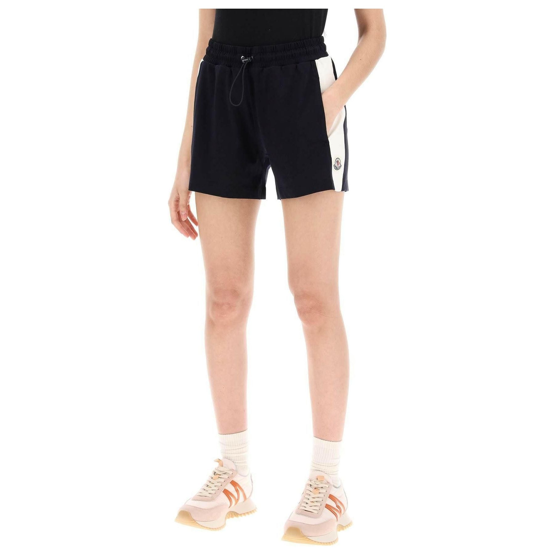 Night Blue Relaxed Fit Jersey Shorts with Poplin Inserts MONCLER JOHN JULIA.