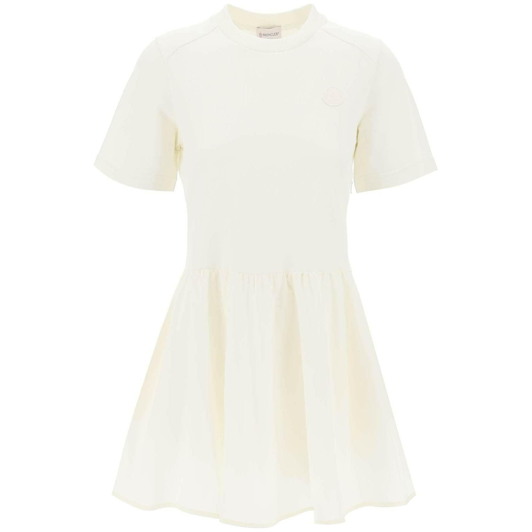 White Fit and Flare Mini Dress with Taffeta Details MONCLER JOHN JULIA.
