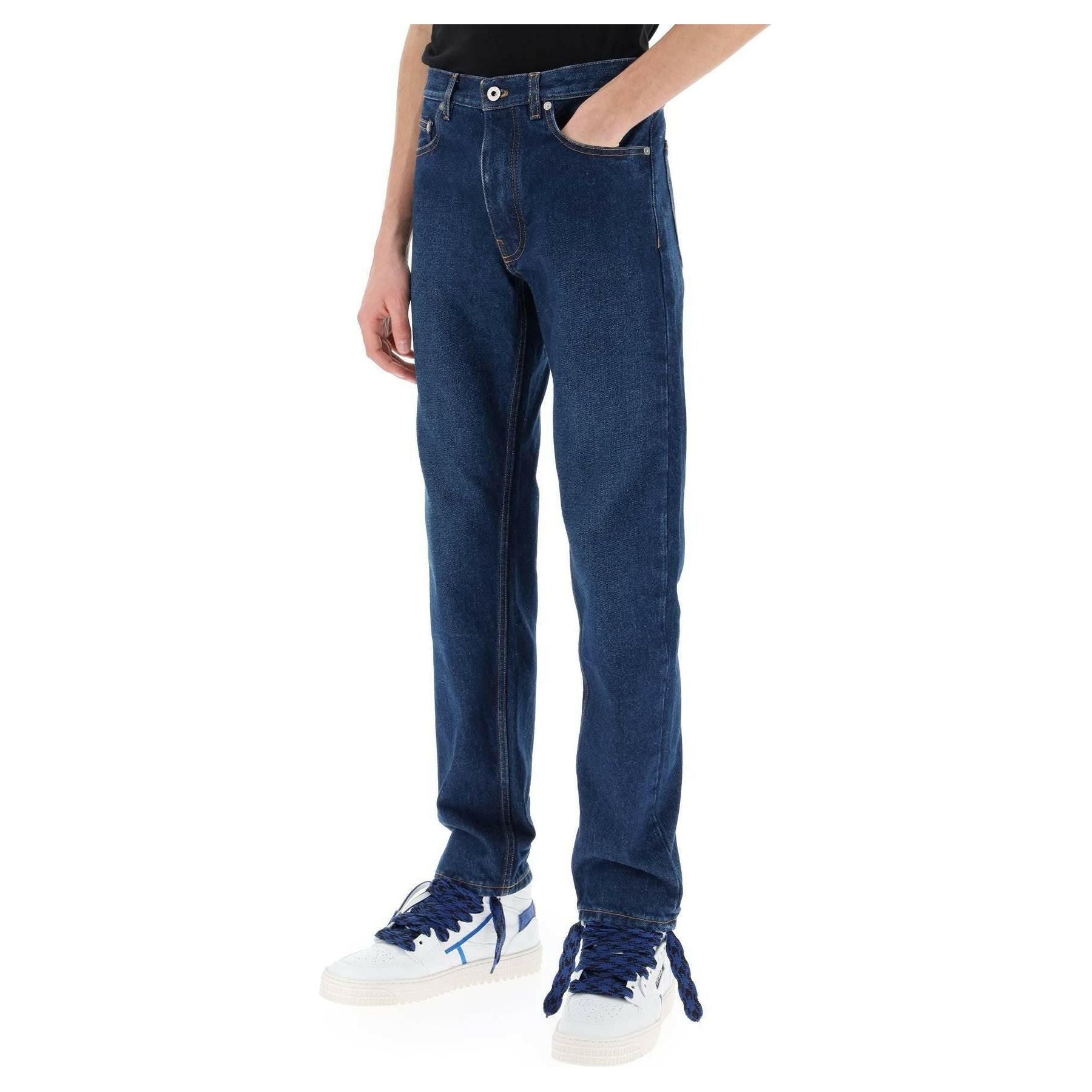 Medium Blue Regular-Fit Cotton Jeans OFF-WHITE JOHN JULIA.