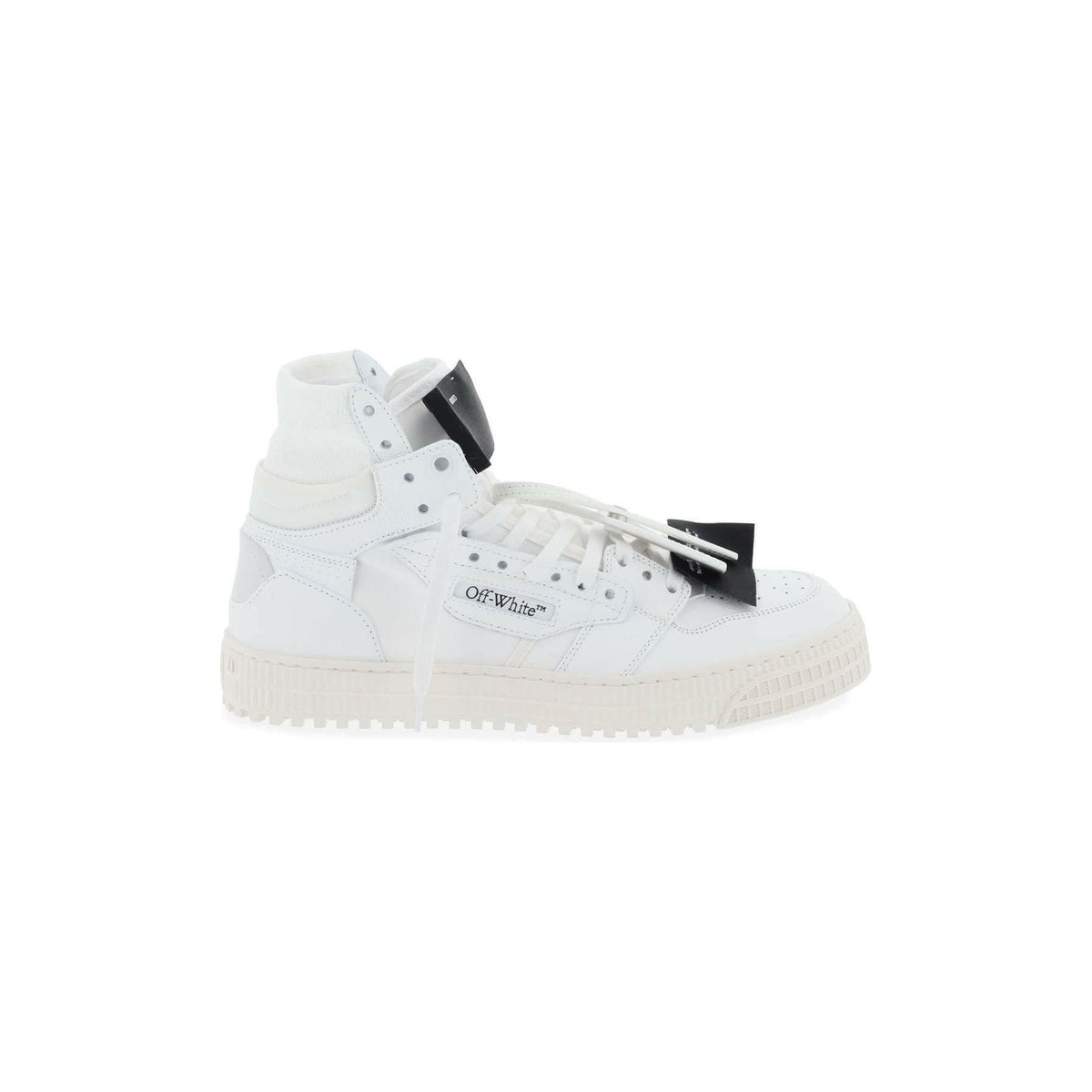 OFF-WHITE - White and Black '3.0 Off Court' Leather High-Top Sneakers - JOHN JULIA