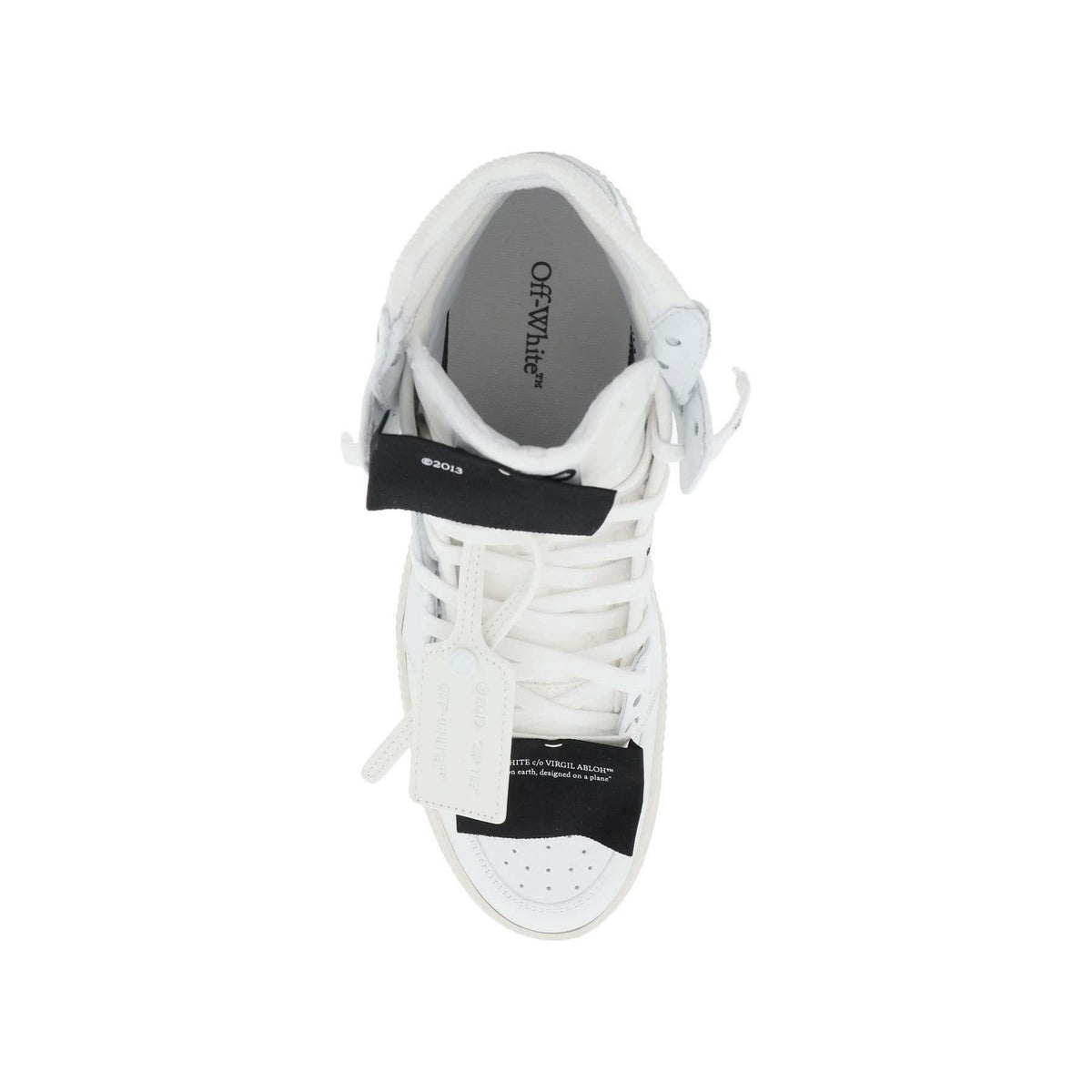 OFF-WHITE - White and Black '3.0 Off Court' Leather High-Top Sneakers - JOHN JULIA