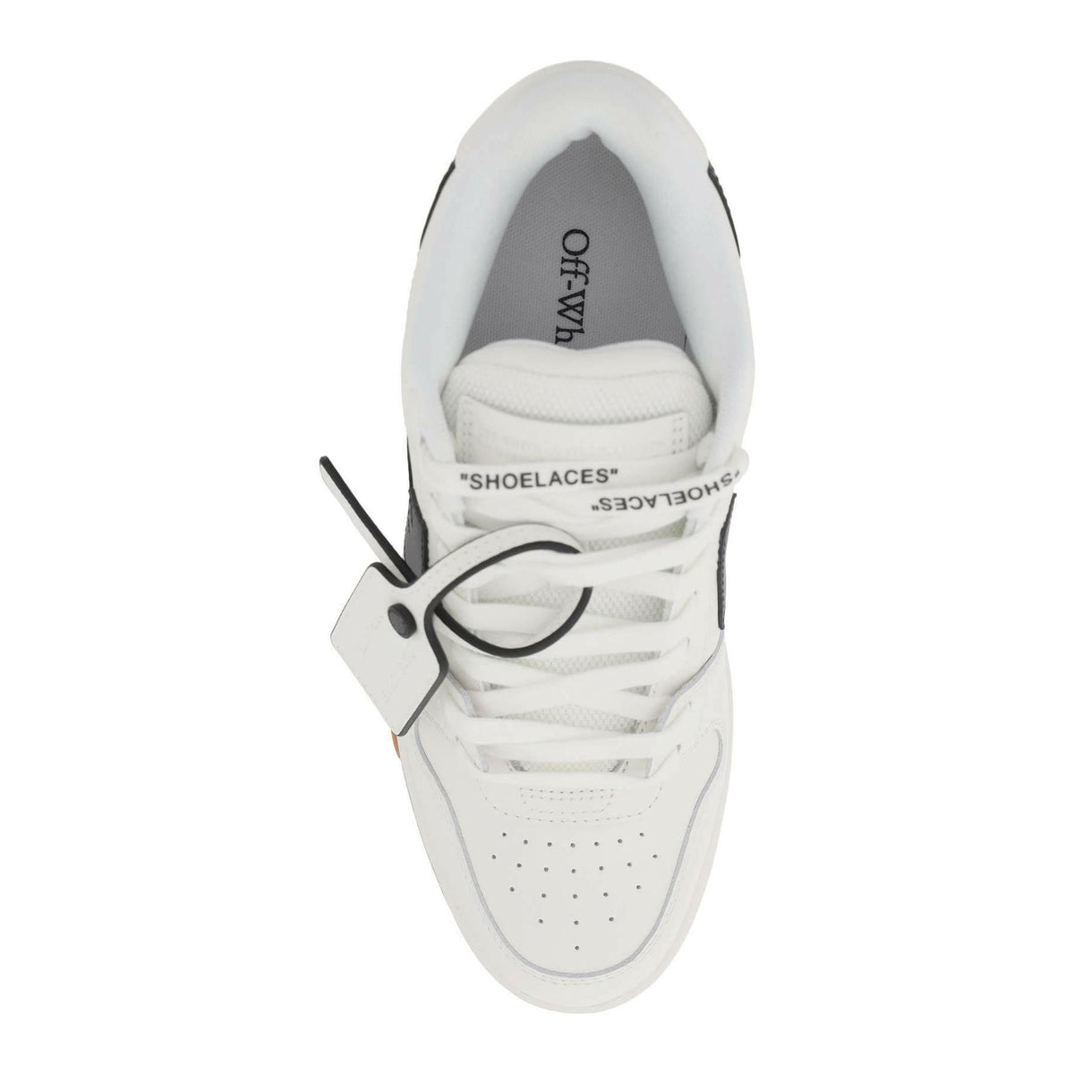 OFF-WHITE - White and Black Out Of Office Leather Sneakers - JOHN JULIA