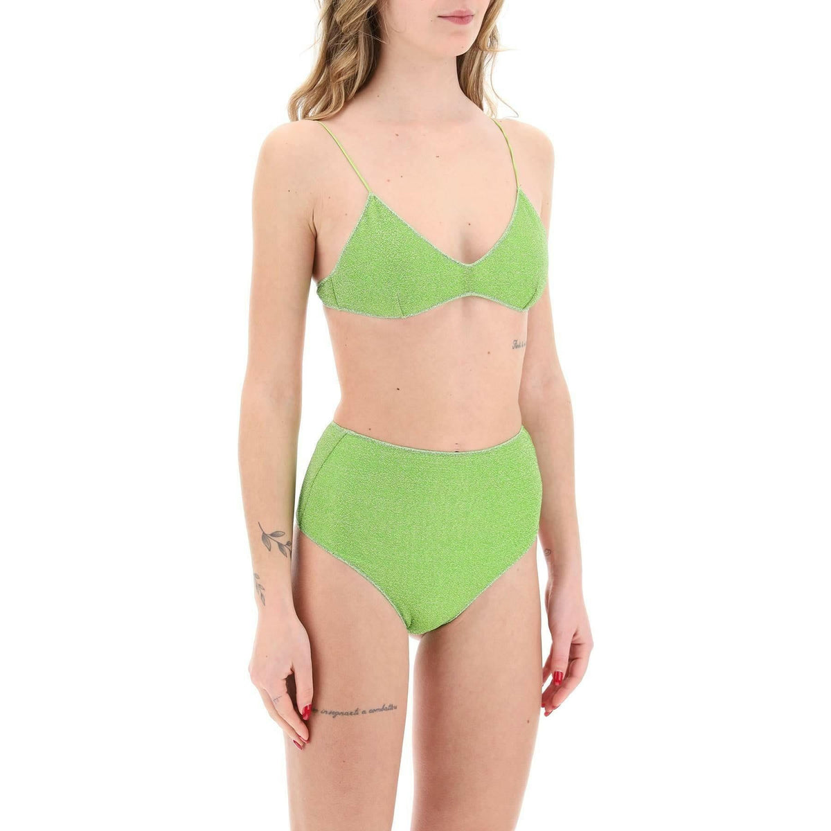OSÉREE - Lumière Metlallic Lime Green Bikini Set - JOHN JULIA