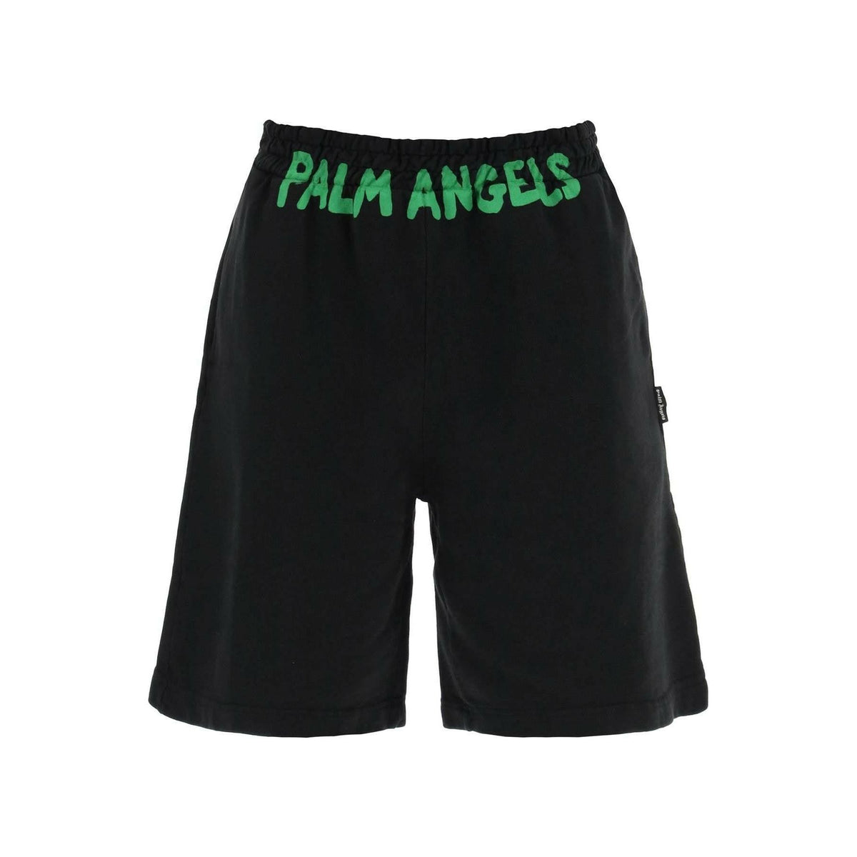 Black and Fluorescent Green Logo Cotton Shorts PALM ANGELS JOHN JULIA.